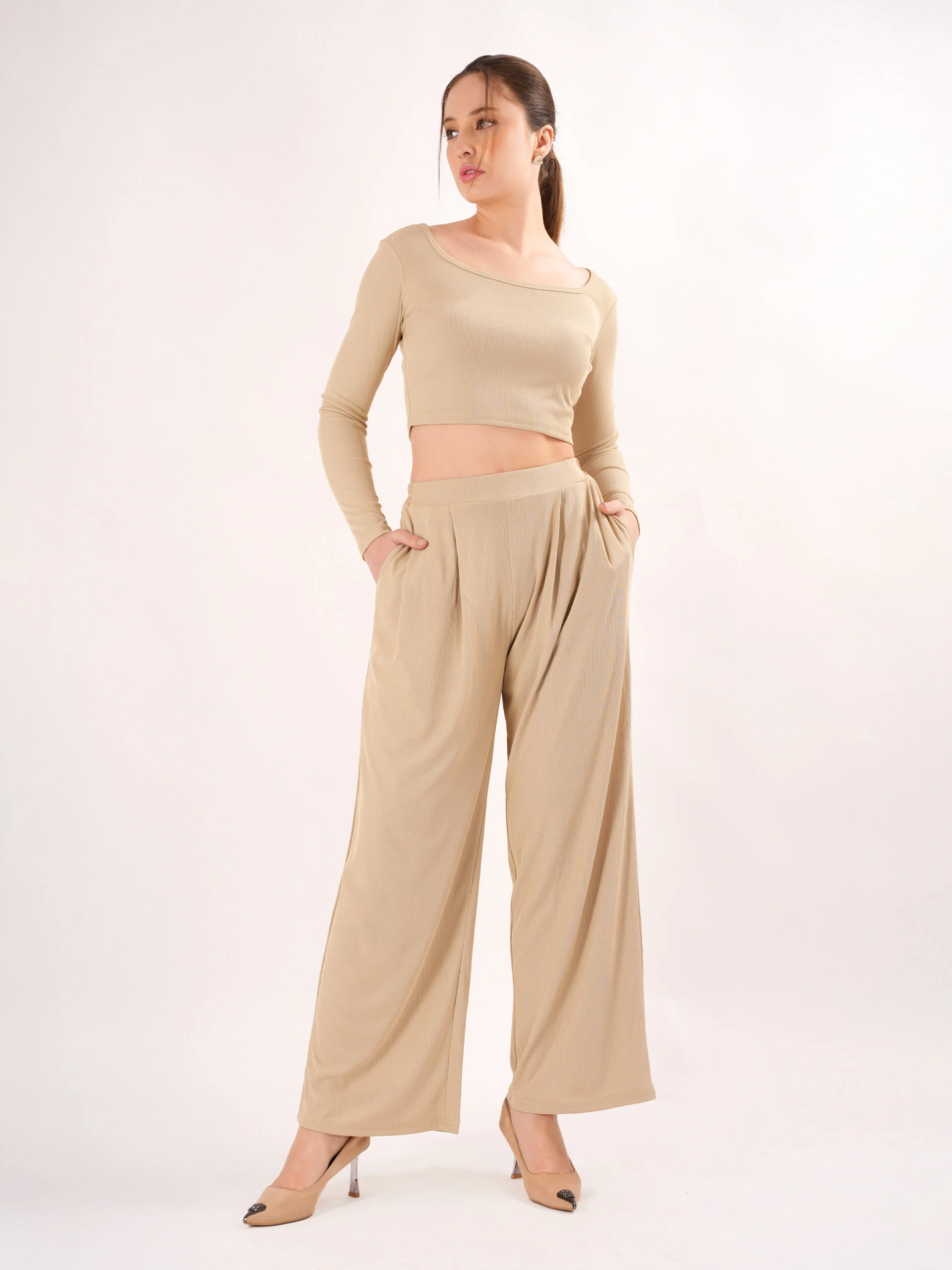 Clobug Beige Textured co ord set - Image 3