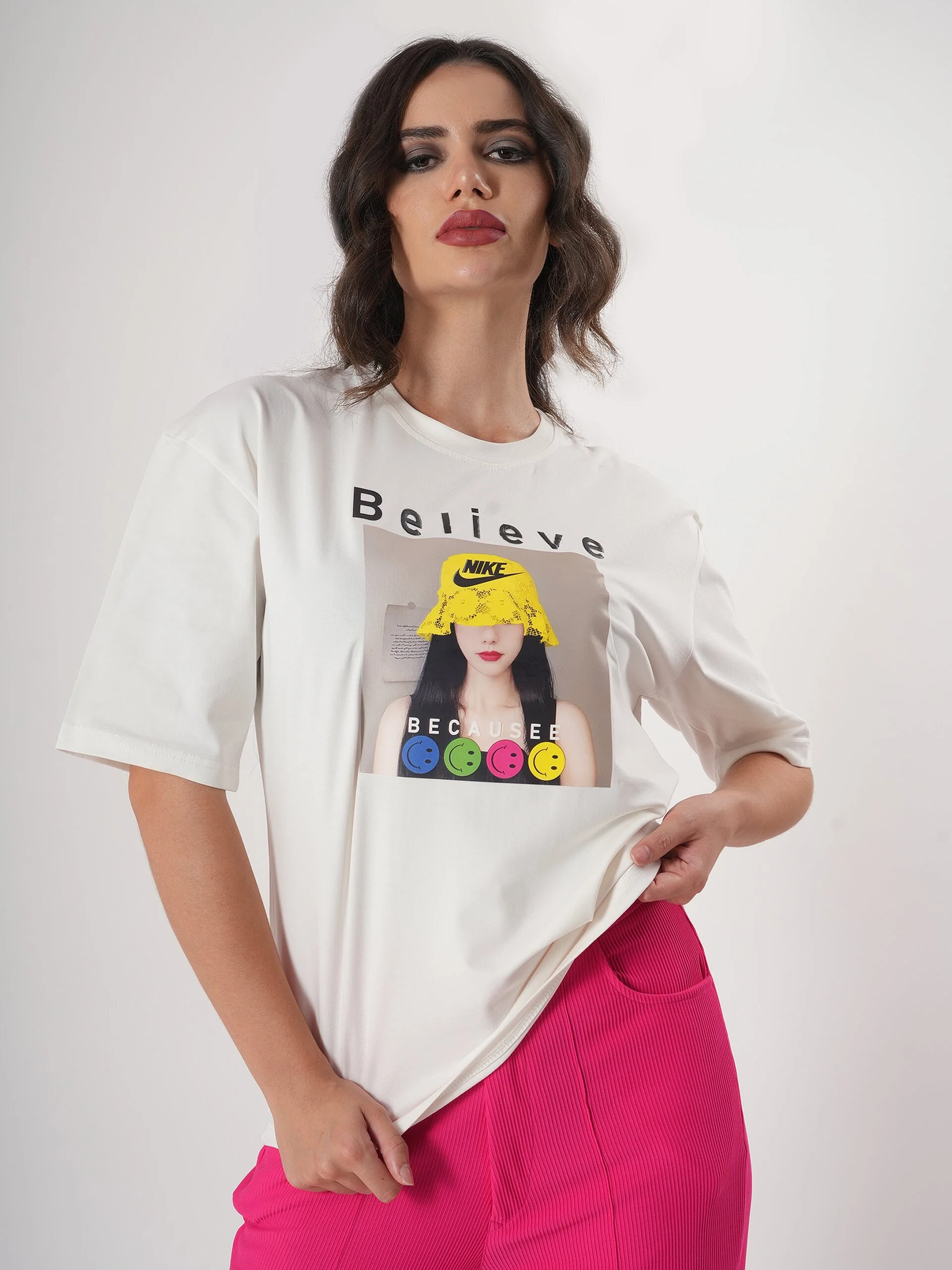 Believe Printed T- Shirt With Round Neck and Half Sleeve - Image 9