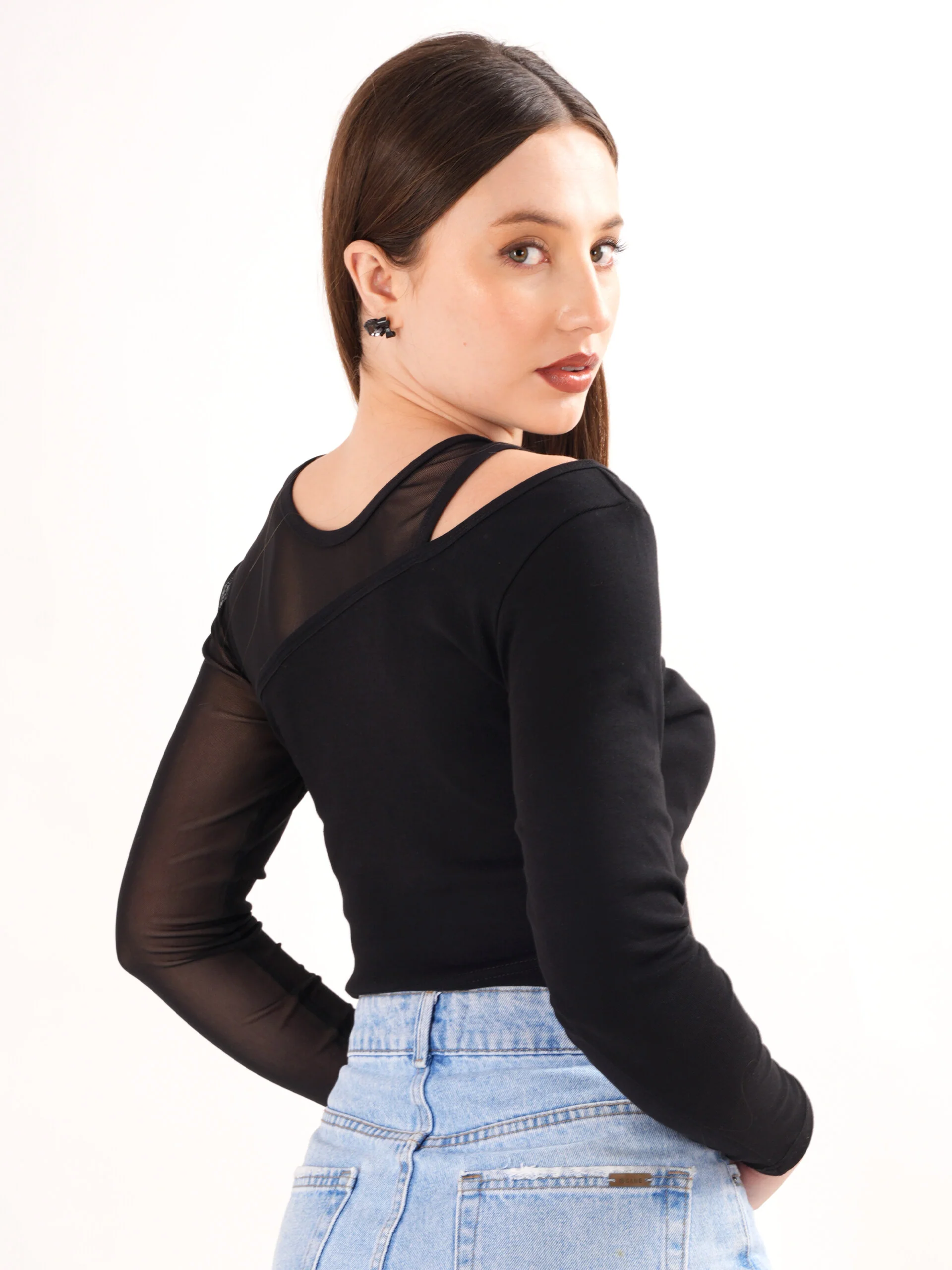 Black Sheer Assymetrical Top - Image 5