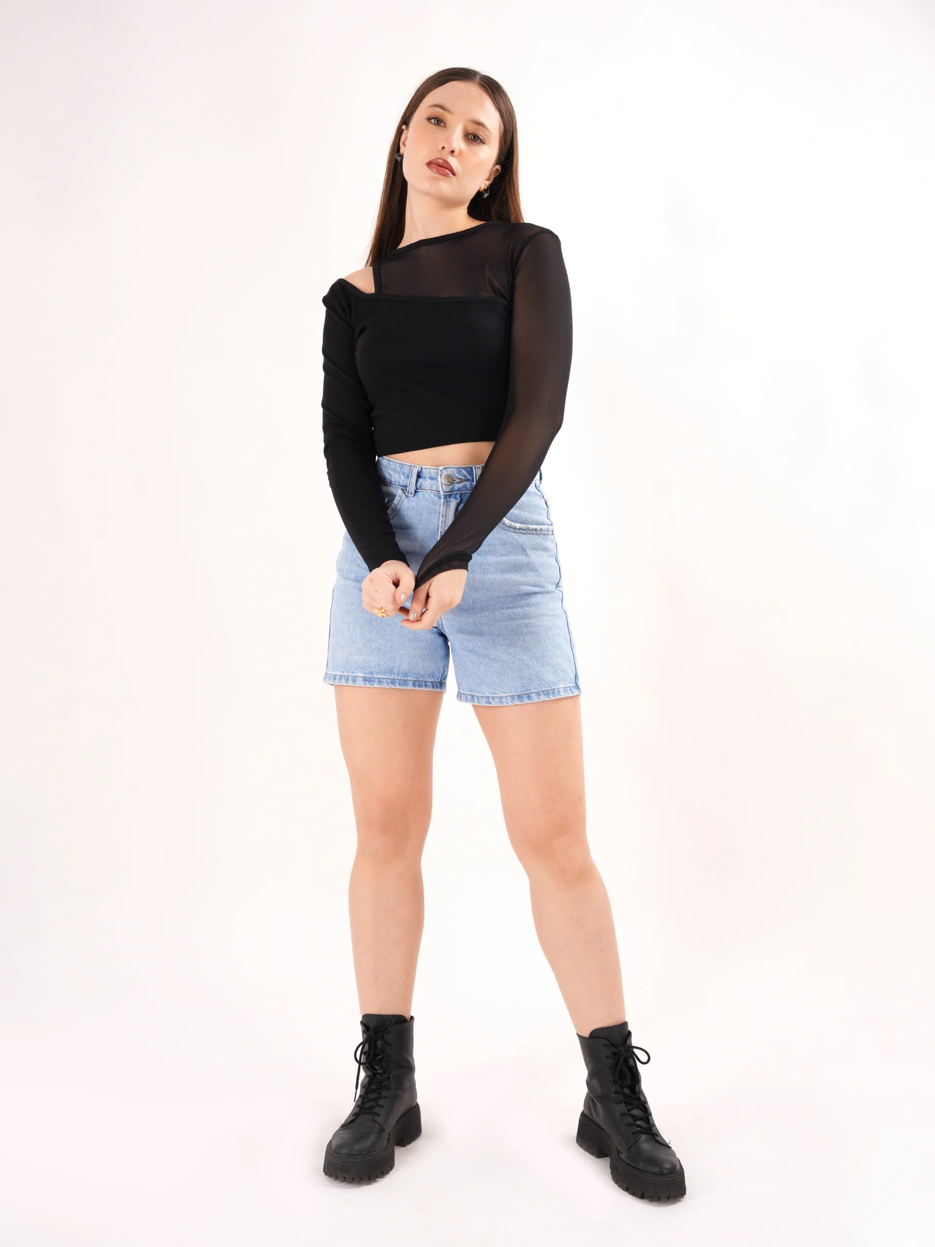 Black Sheer Assymetrical Top - Image 6