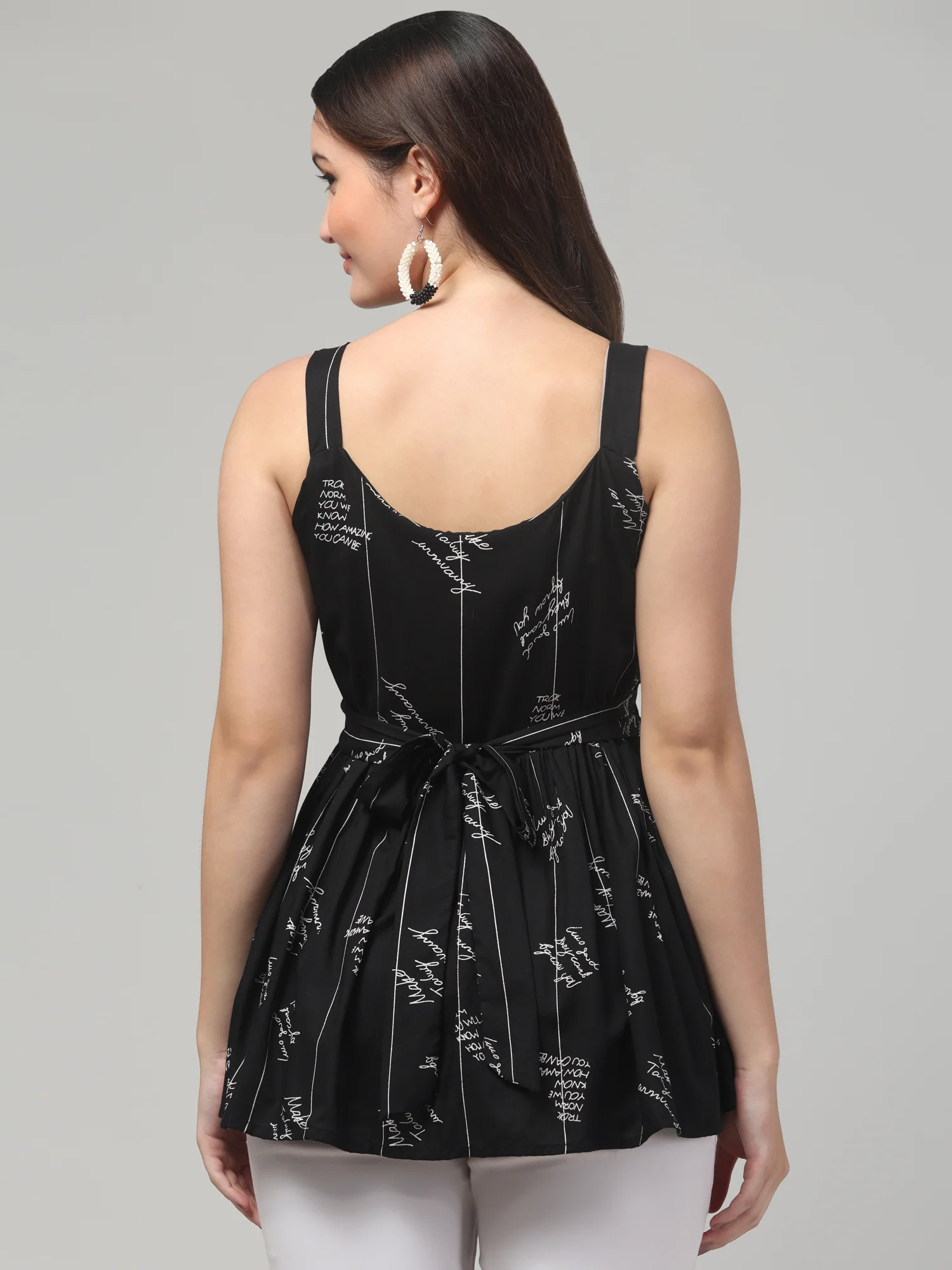 Black Typography Tunic Top - Image 3