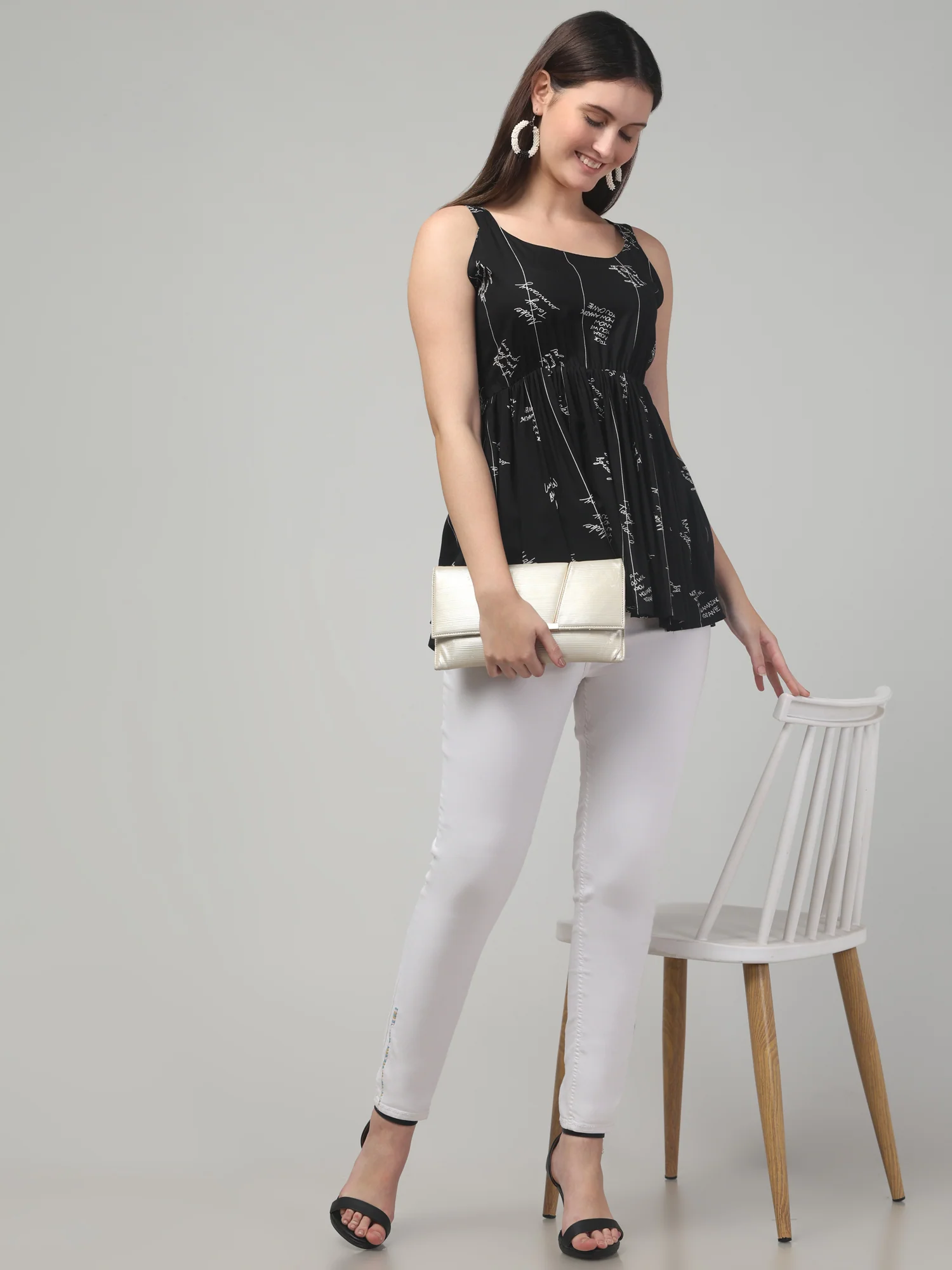 Black Typography Tunic Top - Image 6