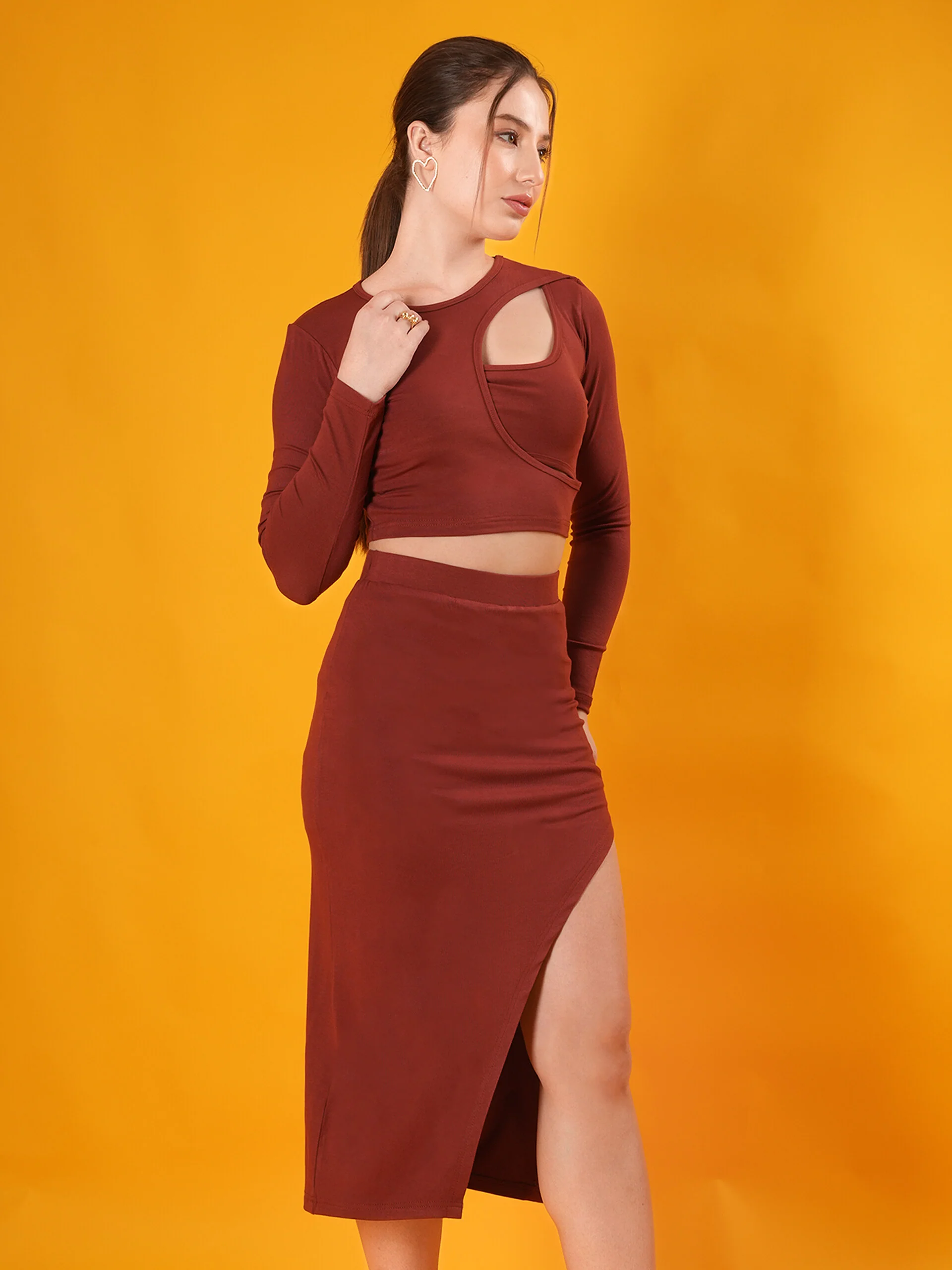 Clobug Brown Shoulder Cut co ord set - Image 3