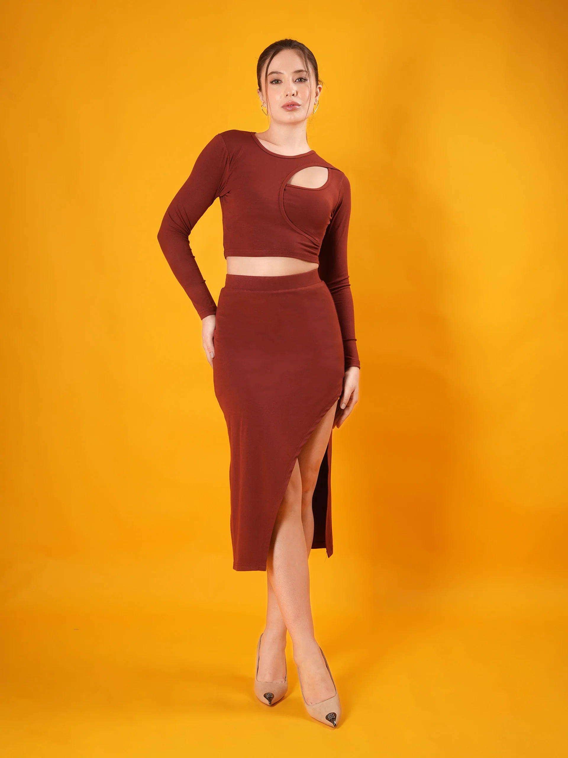 Clobug Brown Shoulder Cut co ord set - Image 6