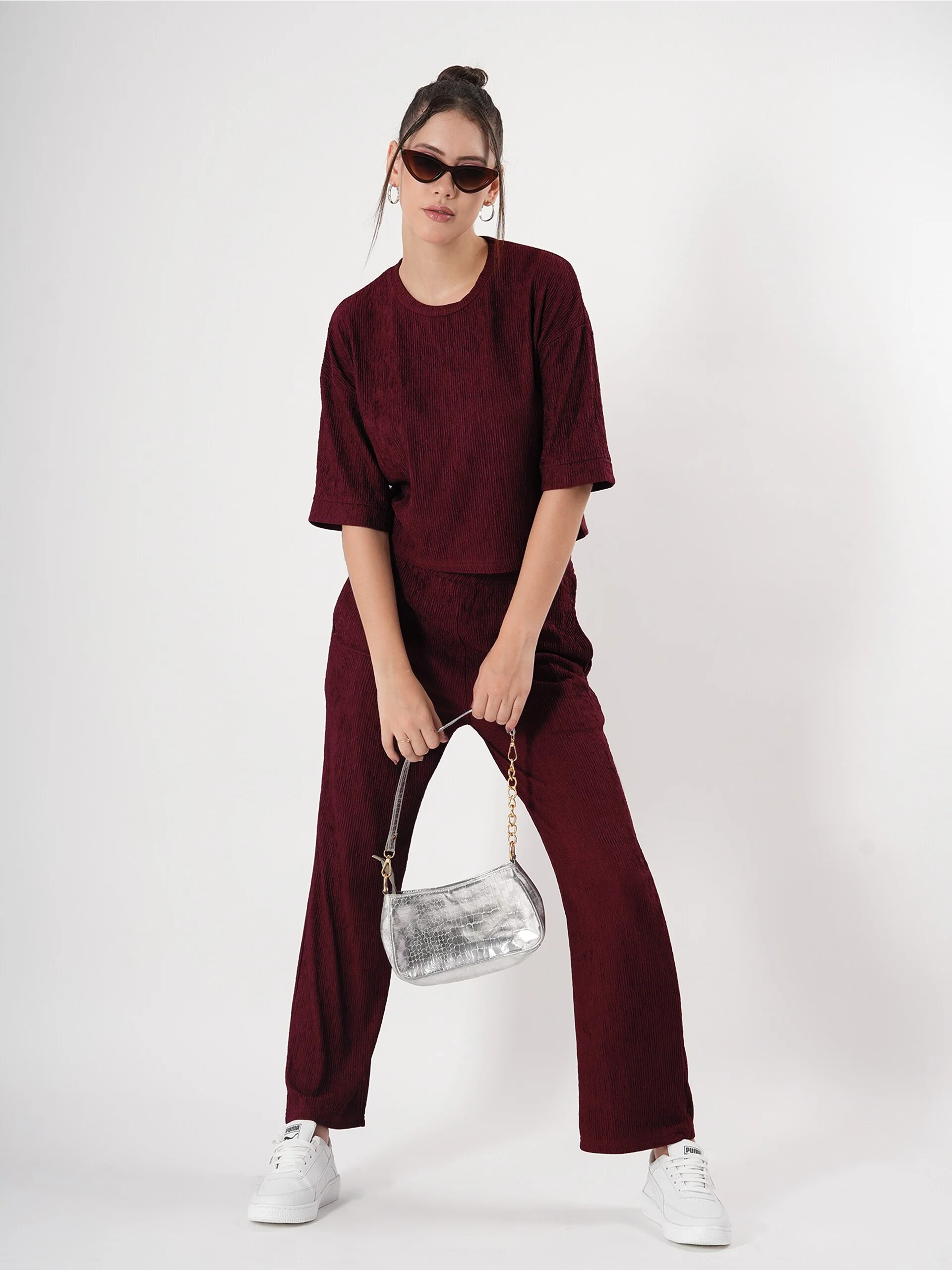 Clobug Crinkle co ord set with Round Neck & Half Sleeve - Image 11