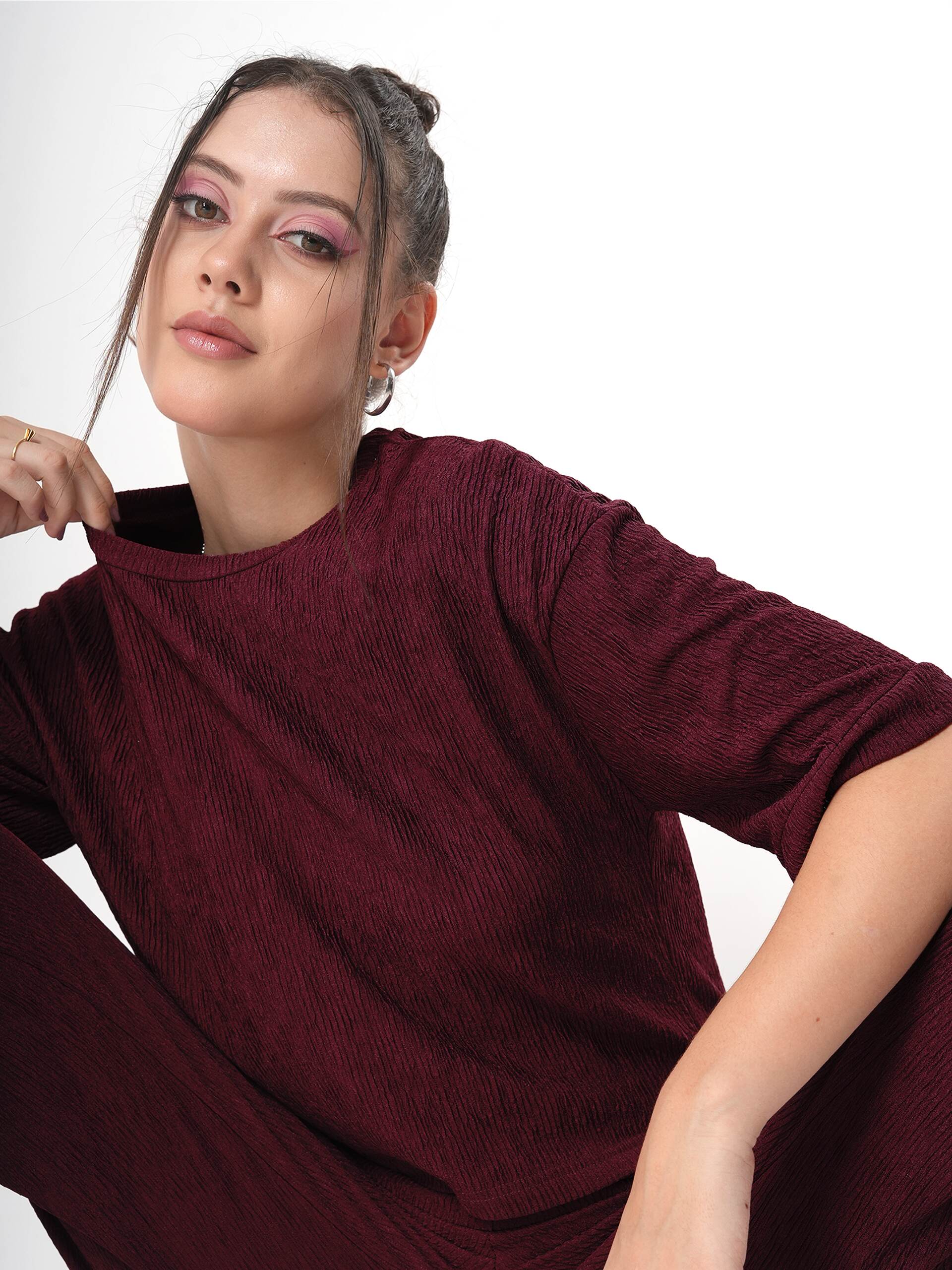 Clobug Crinkle co ord set with Round Neck & Half Sleeve - Image 12