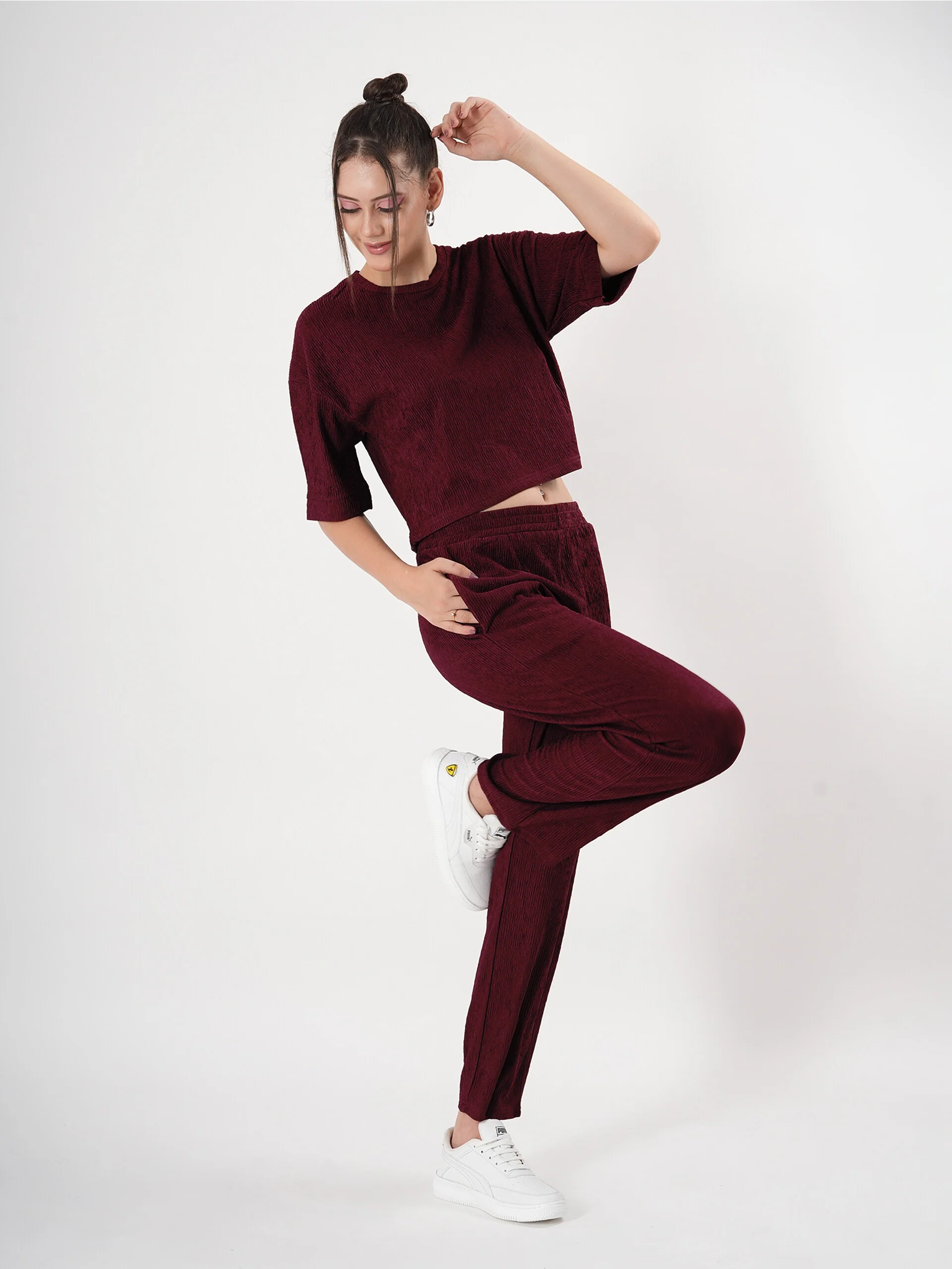 Clobug Crinkle co ord set with Round Neck & Half Sleeve - Image 16