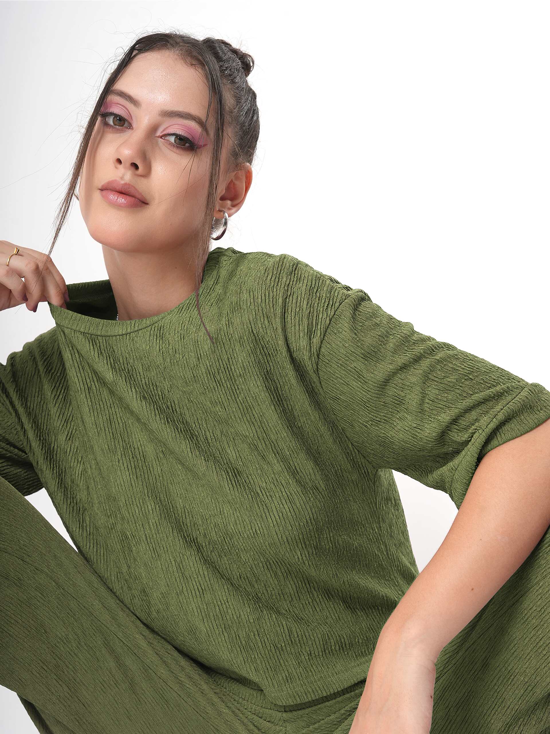 Clobug Crinkle co ord set with Round Neck & Half Sleeve - Image 19