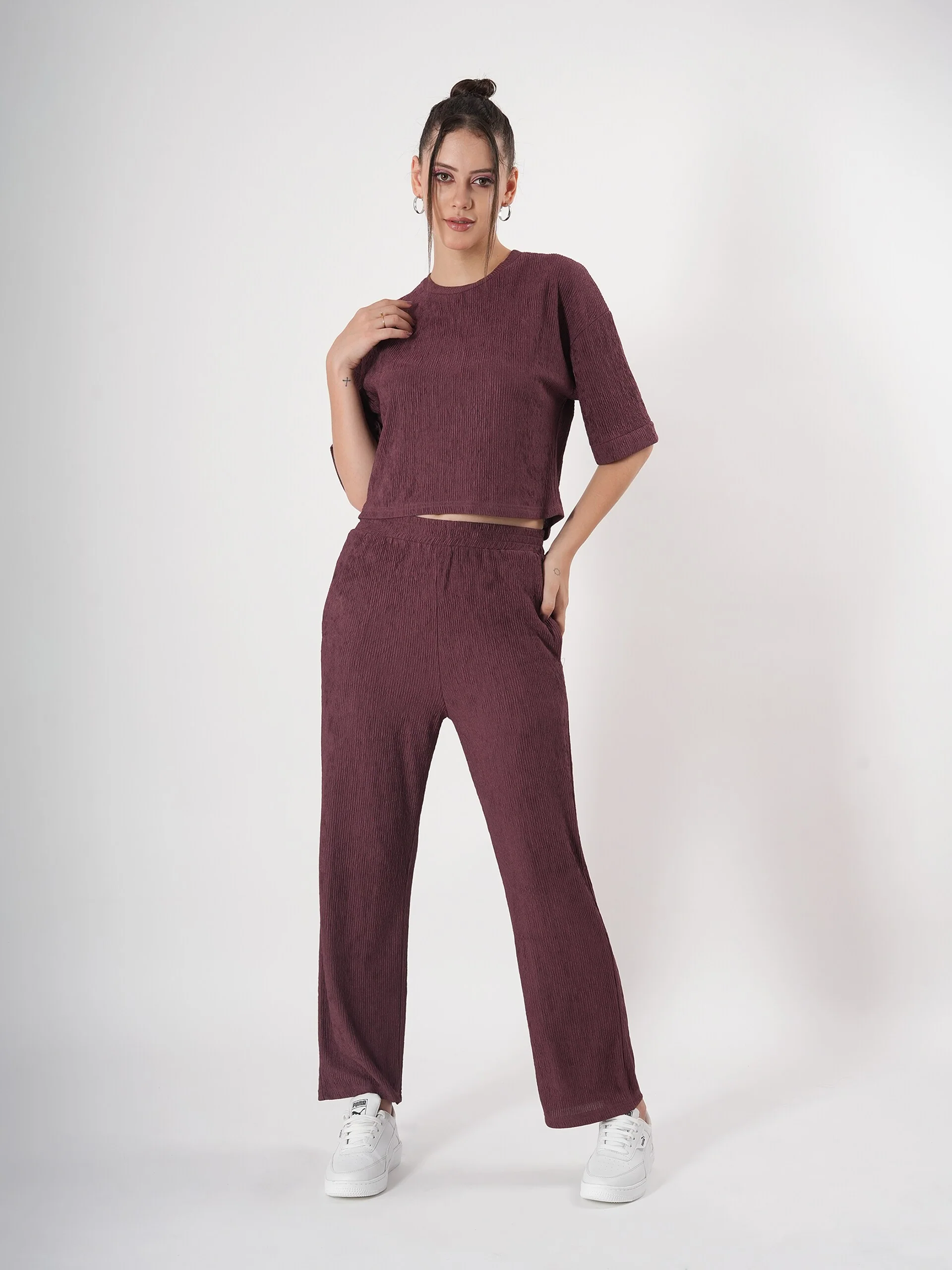 Clobug Crinkle co ord set with Round Neck & Half Sleeve - Image 8