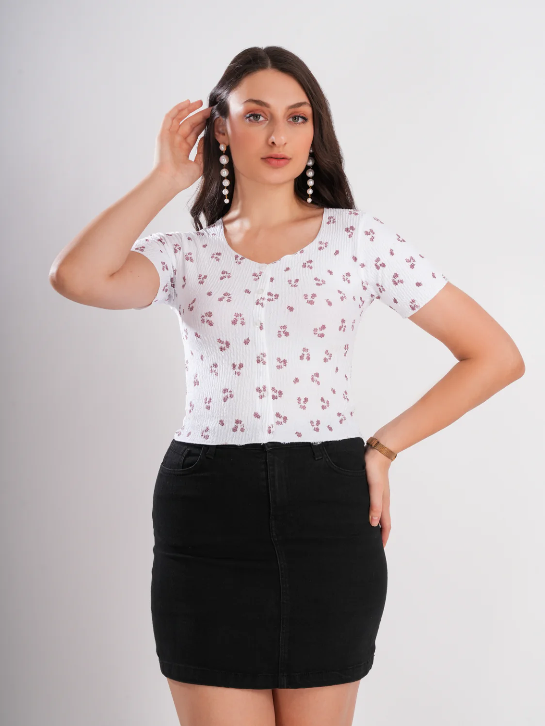 Floral Print White Top - Image 3