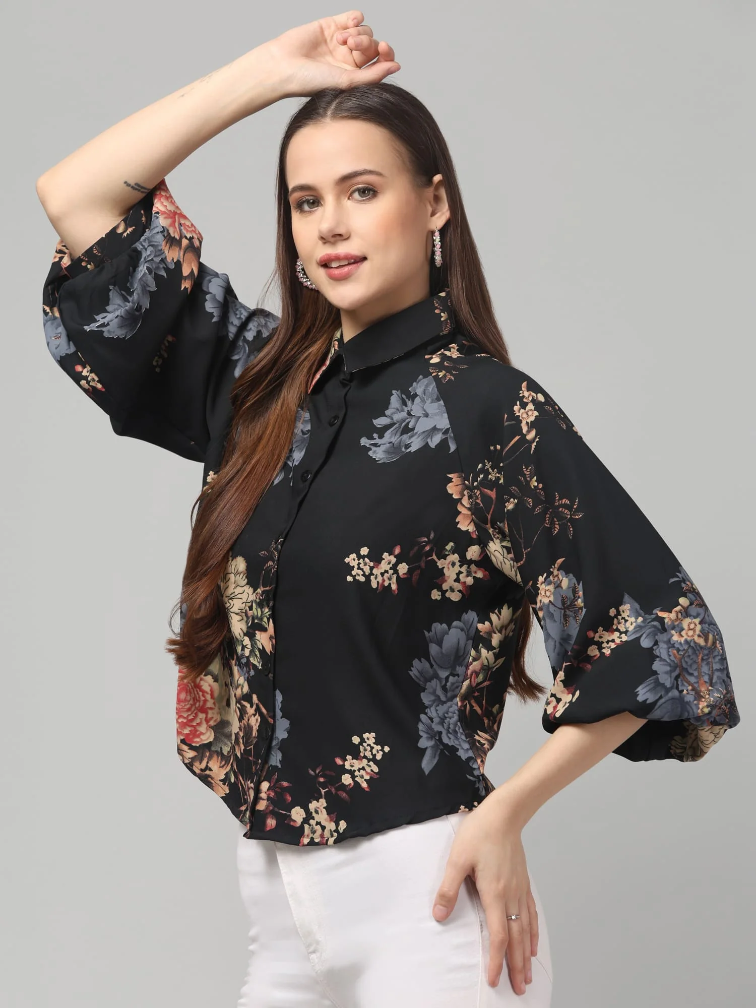 Floral Printed Butterfly Sleeve Top - Image 13