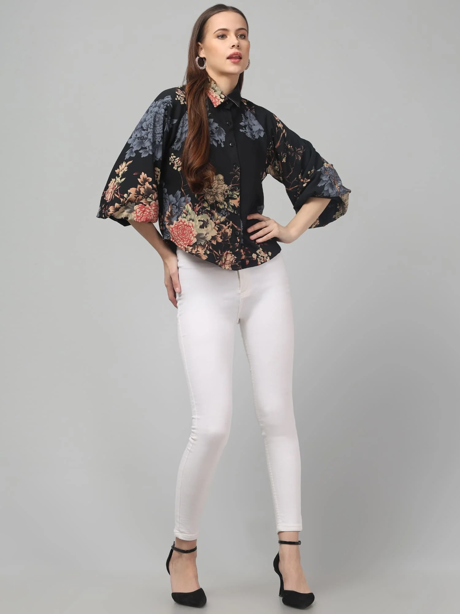 Floral Printed Butterfly Sleeve Top - Image 14