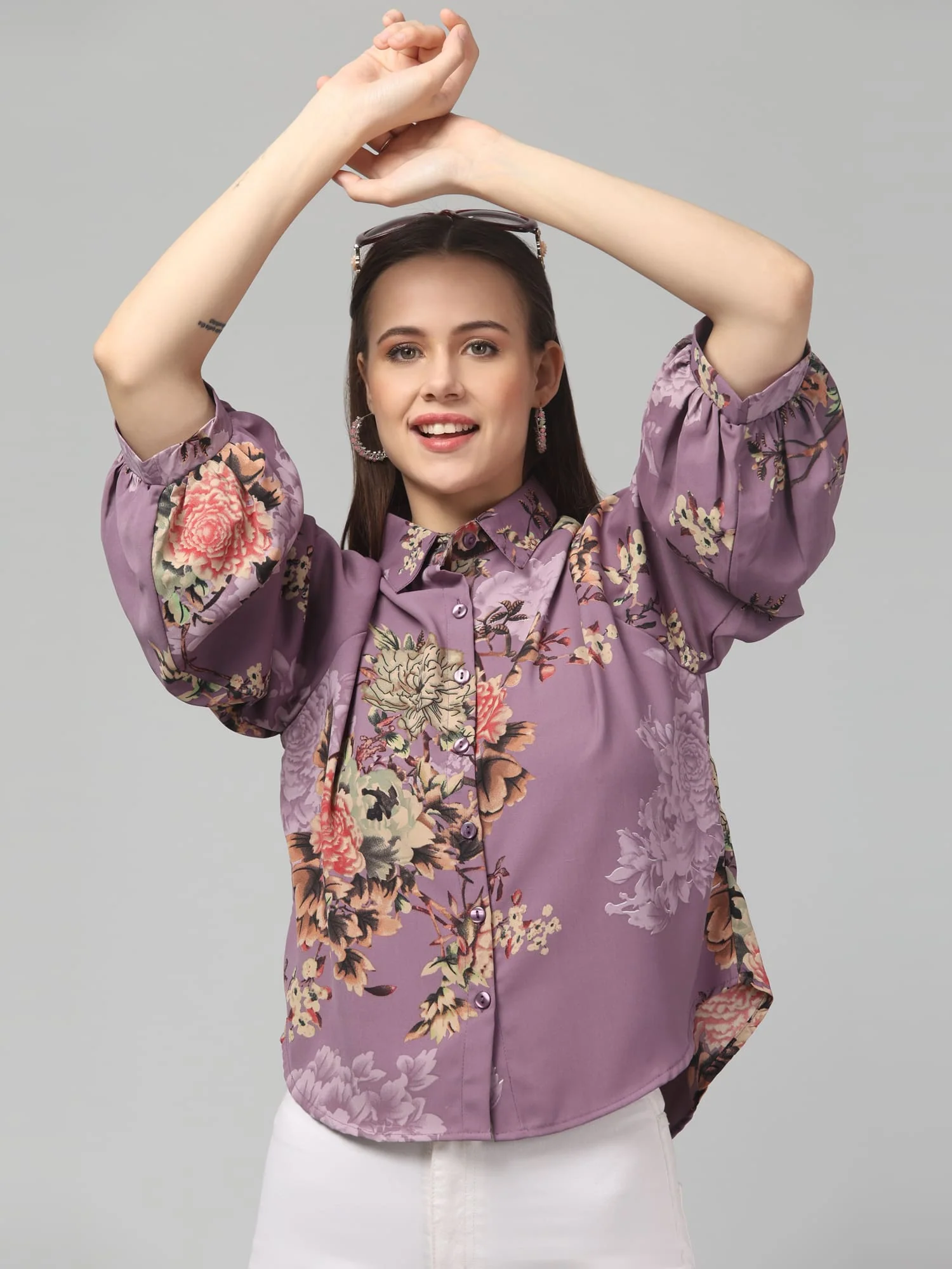 Floral Printed Butterfly Sleeve Top - Image 15