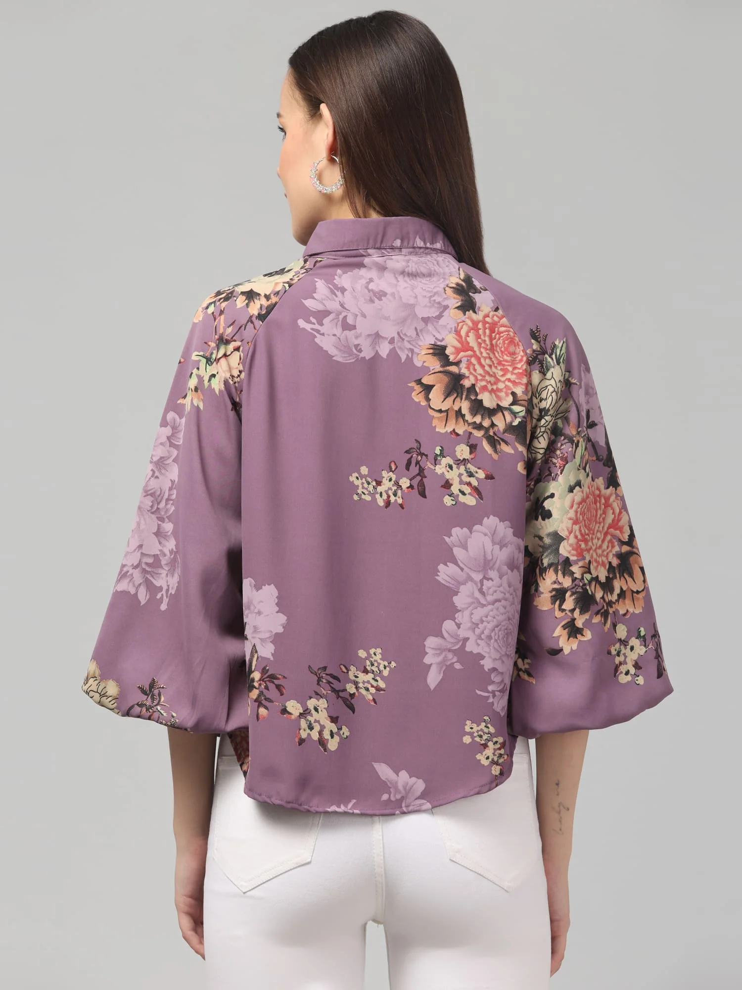 Floral Printed Butterfly Sleeve Top - Image 17