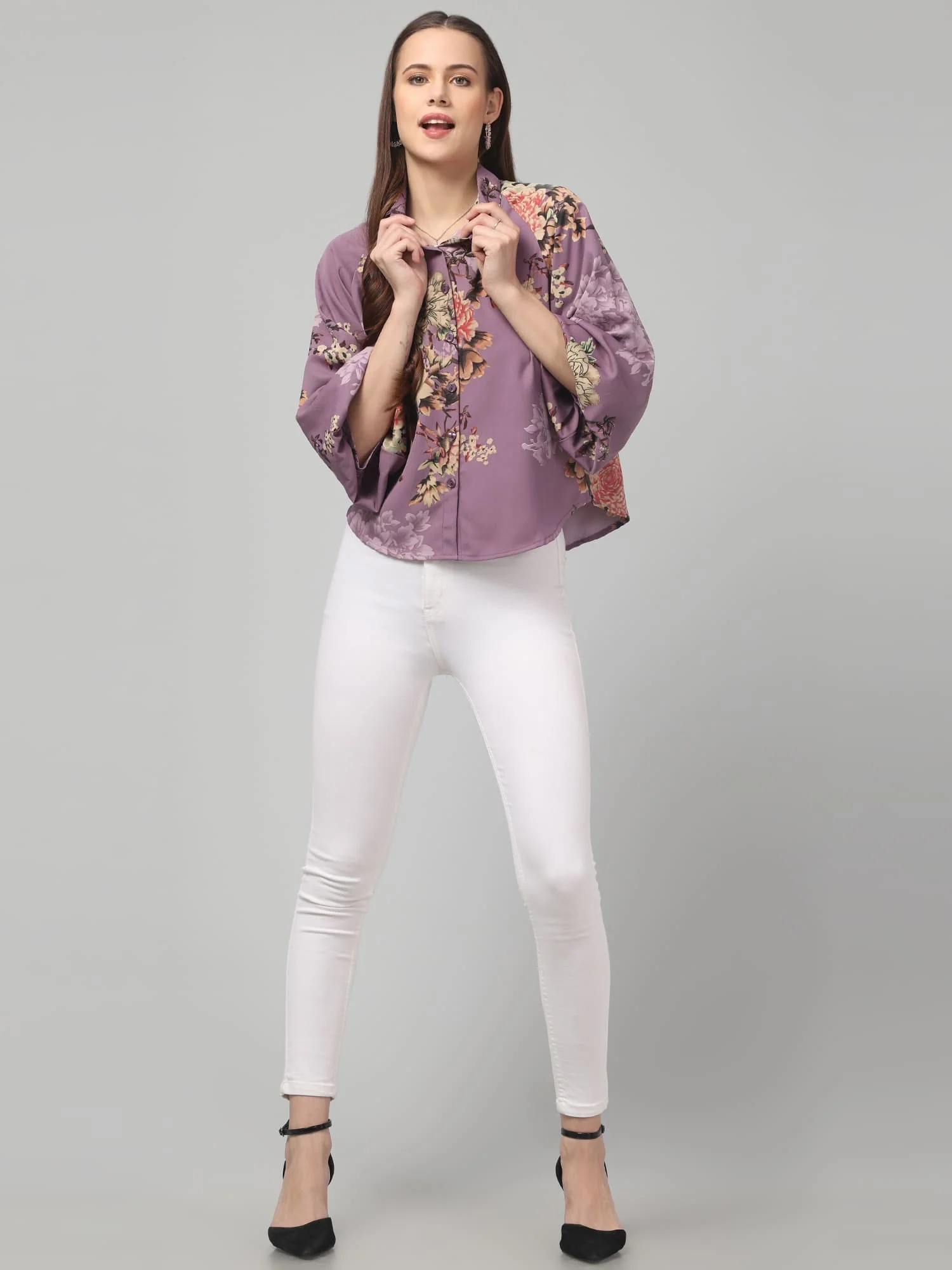 Floral Printed Butterfly Sleeve Top - Image 19