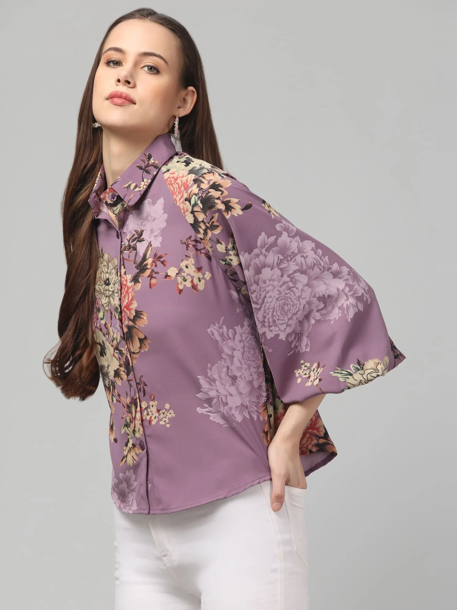 Floral Printed Butterfly Sleeve Top - Image 20