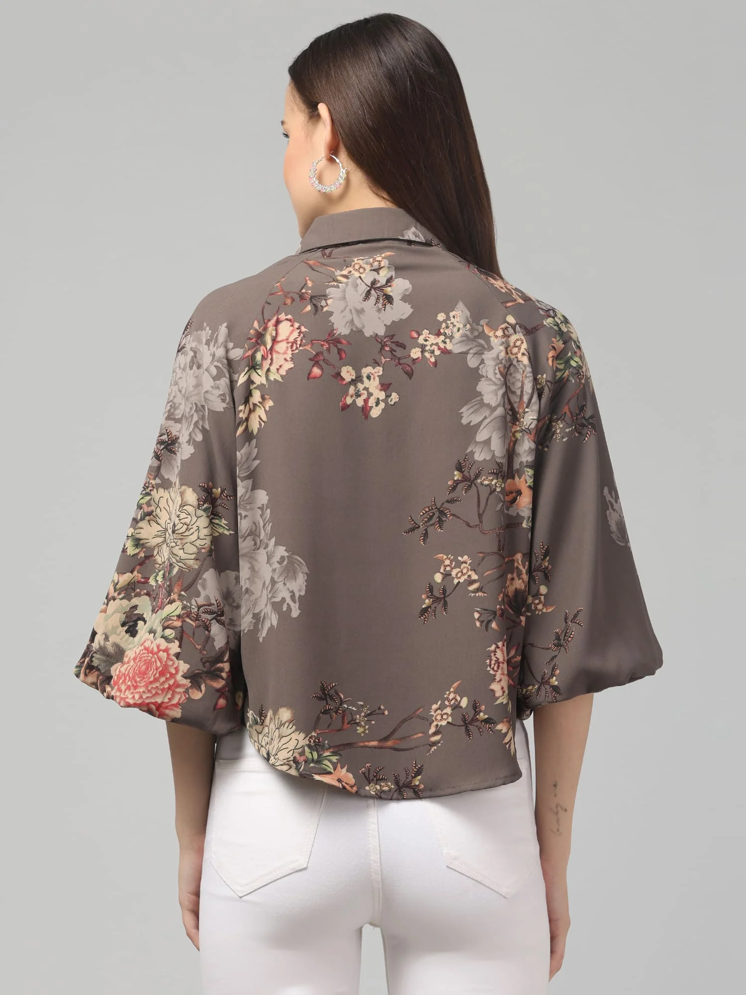 Floral Printed Butterfly Sleeve Top - Image 3