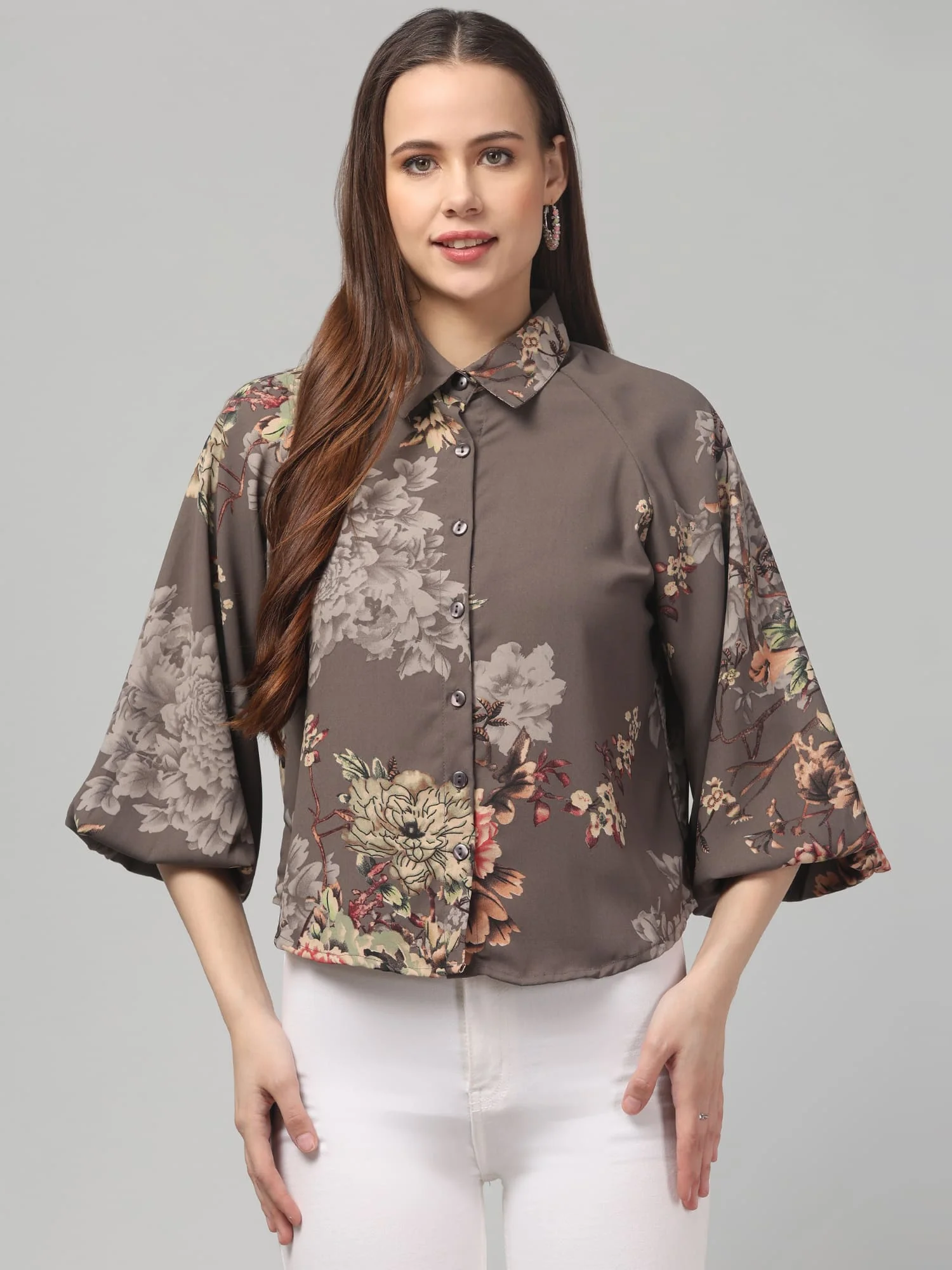 Floral Printed Butterfly Sleeve Top - Image 4