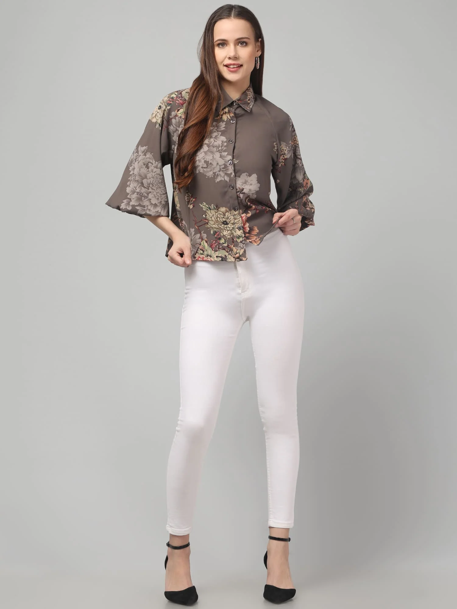 Floral Printed Butterfly Sleeve Top - Image 5