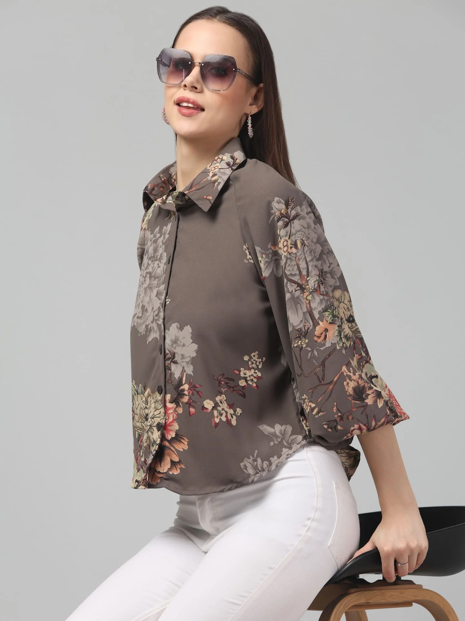 Floral Printed Butterfly Sleeve Top - Image 7