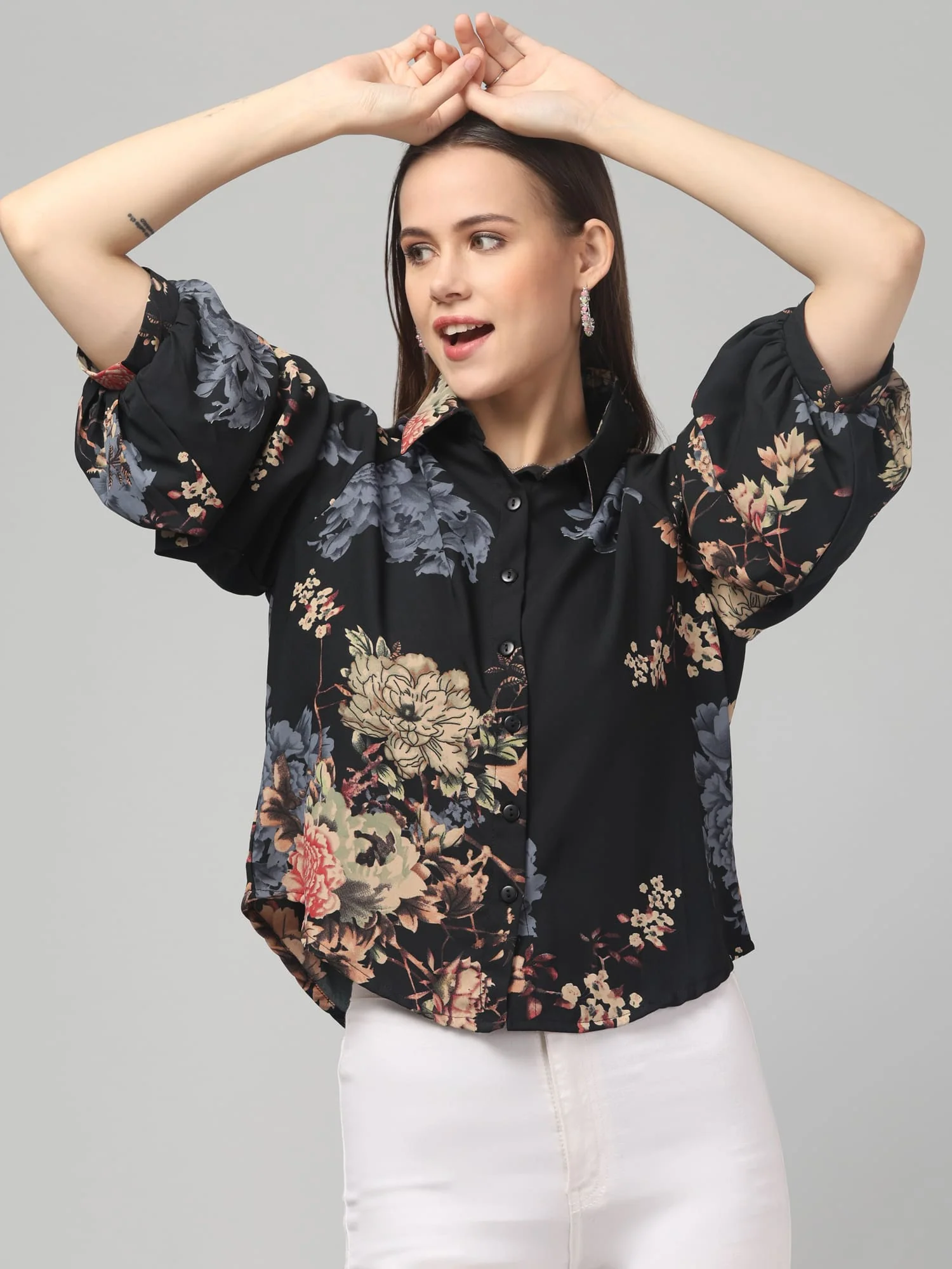 Floral Printed Butterfly Sleeve Top - Image 8