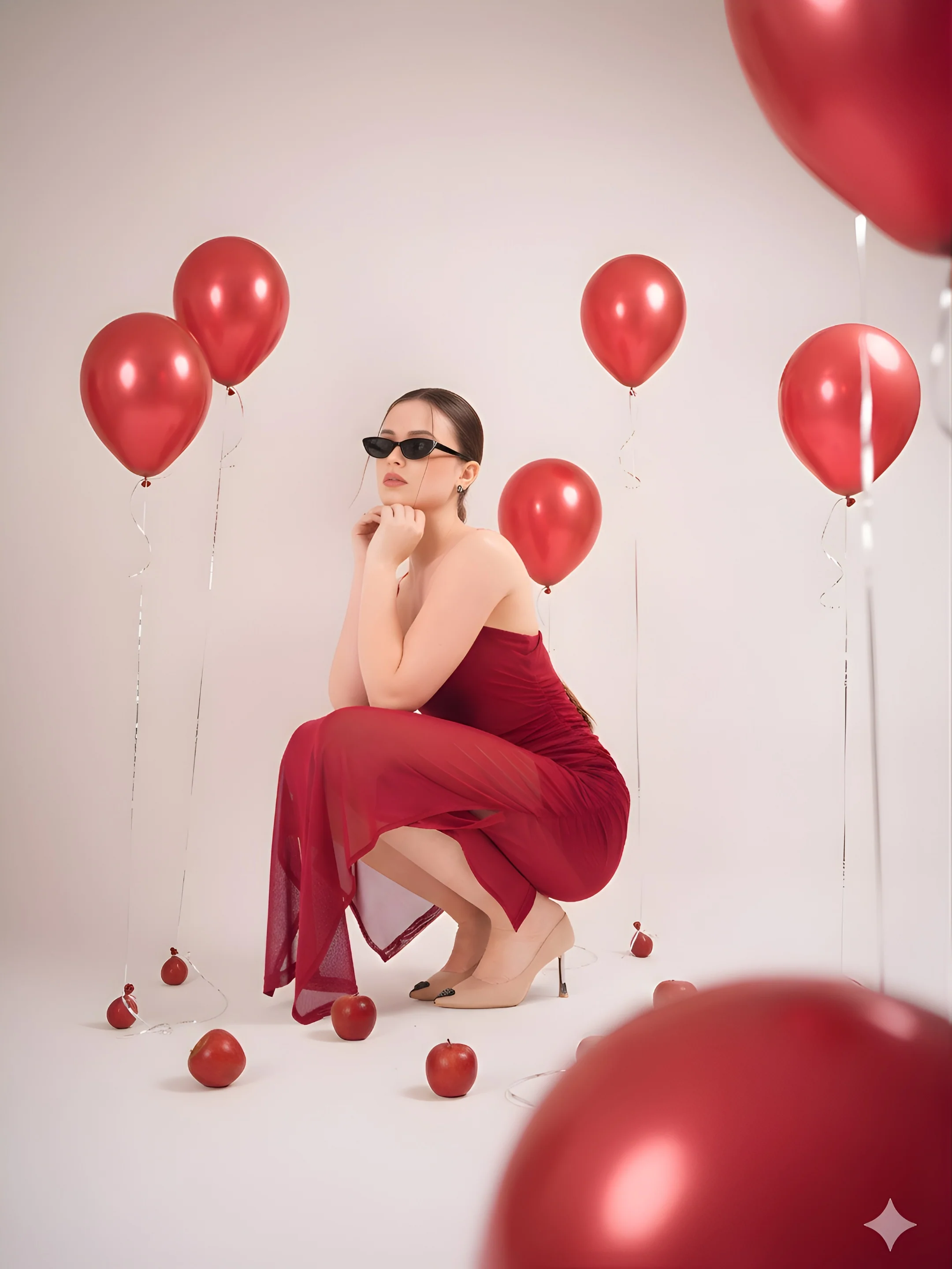 Clobug Maroon Spaghetti Strap Sheer Dress - Image 7