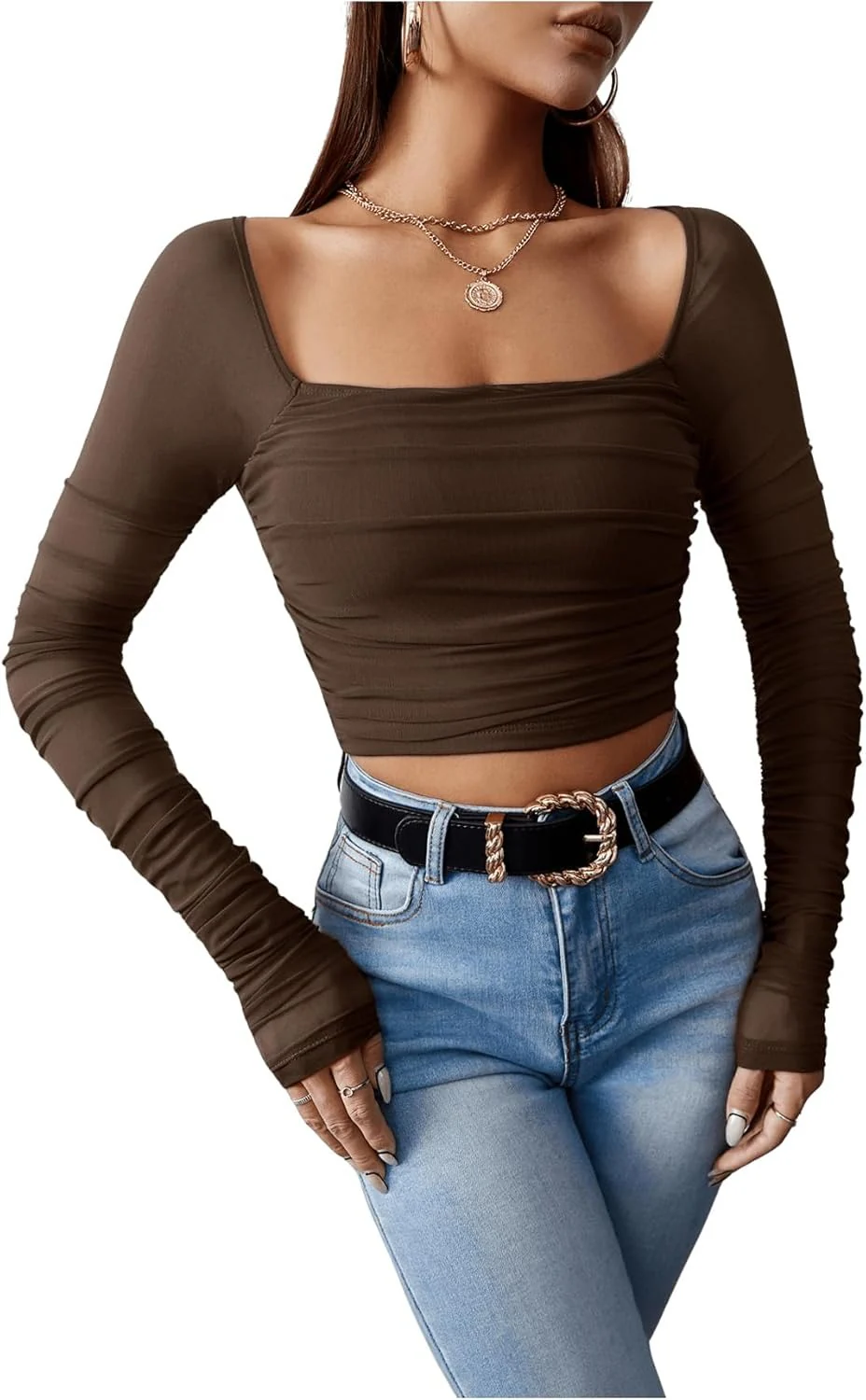 Neted Solid Crop Top - Image 15