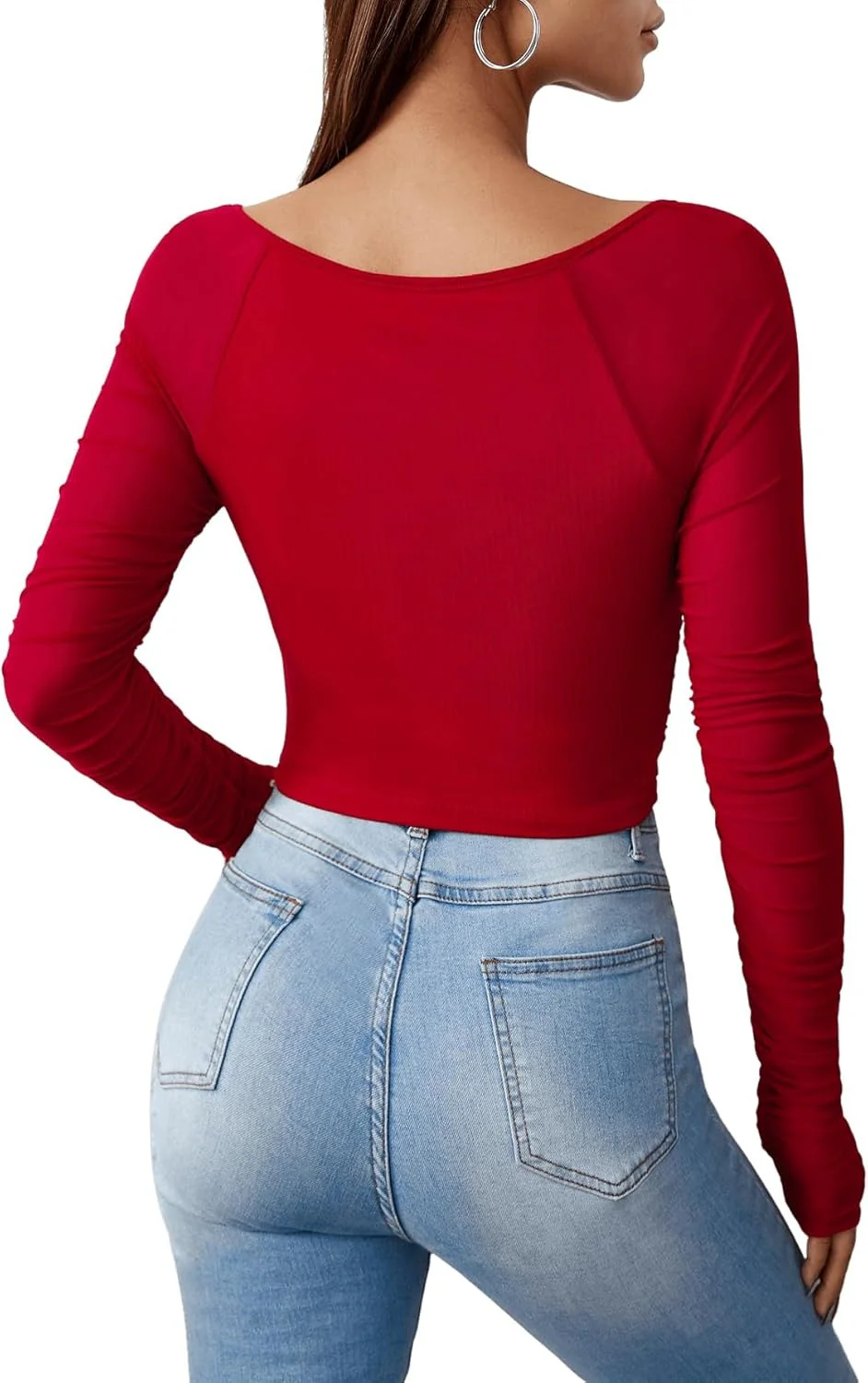 Neted Solid Crop Top - Image 9