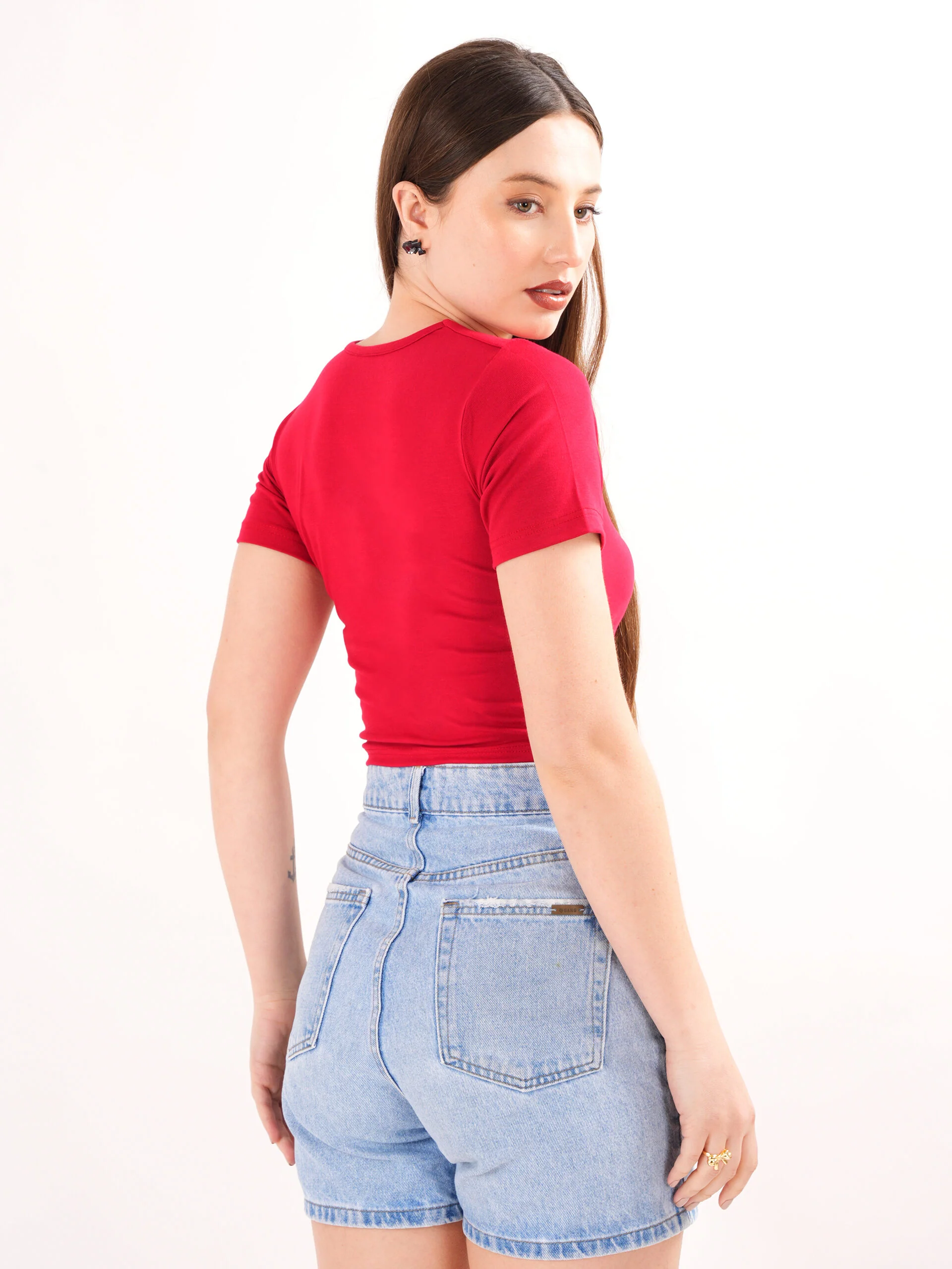 Red Square Neck Regular Top - Image 4