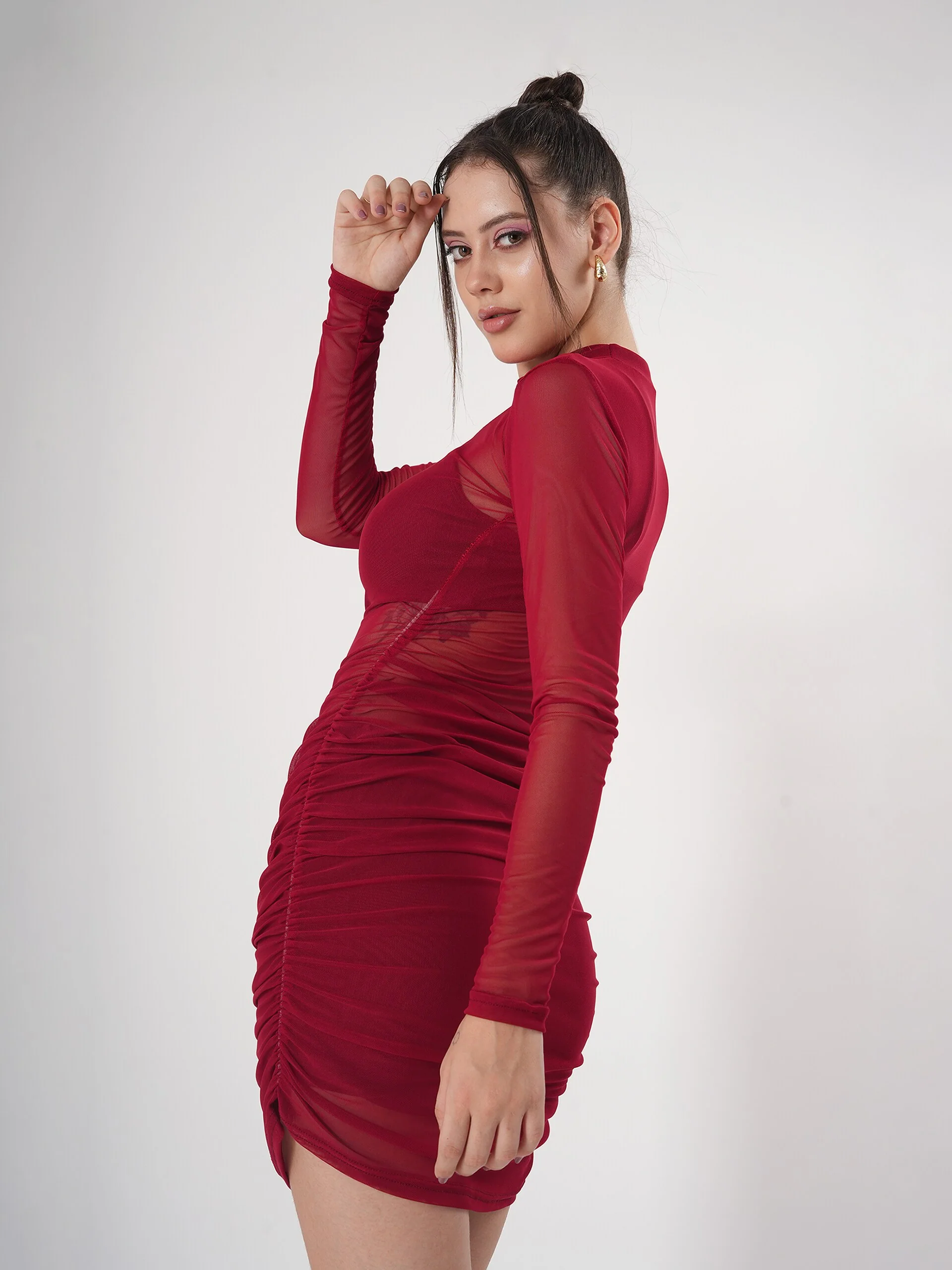 Clobug Women Full Sleeve Red Dress - Image 8