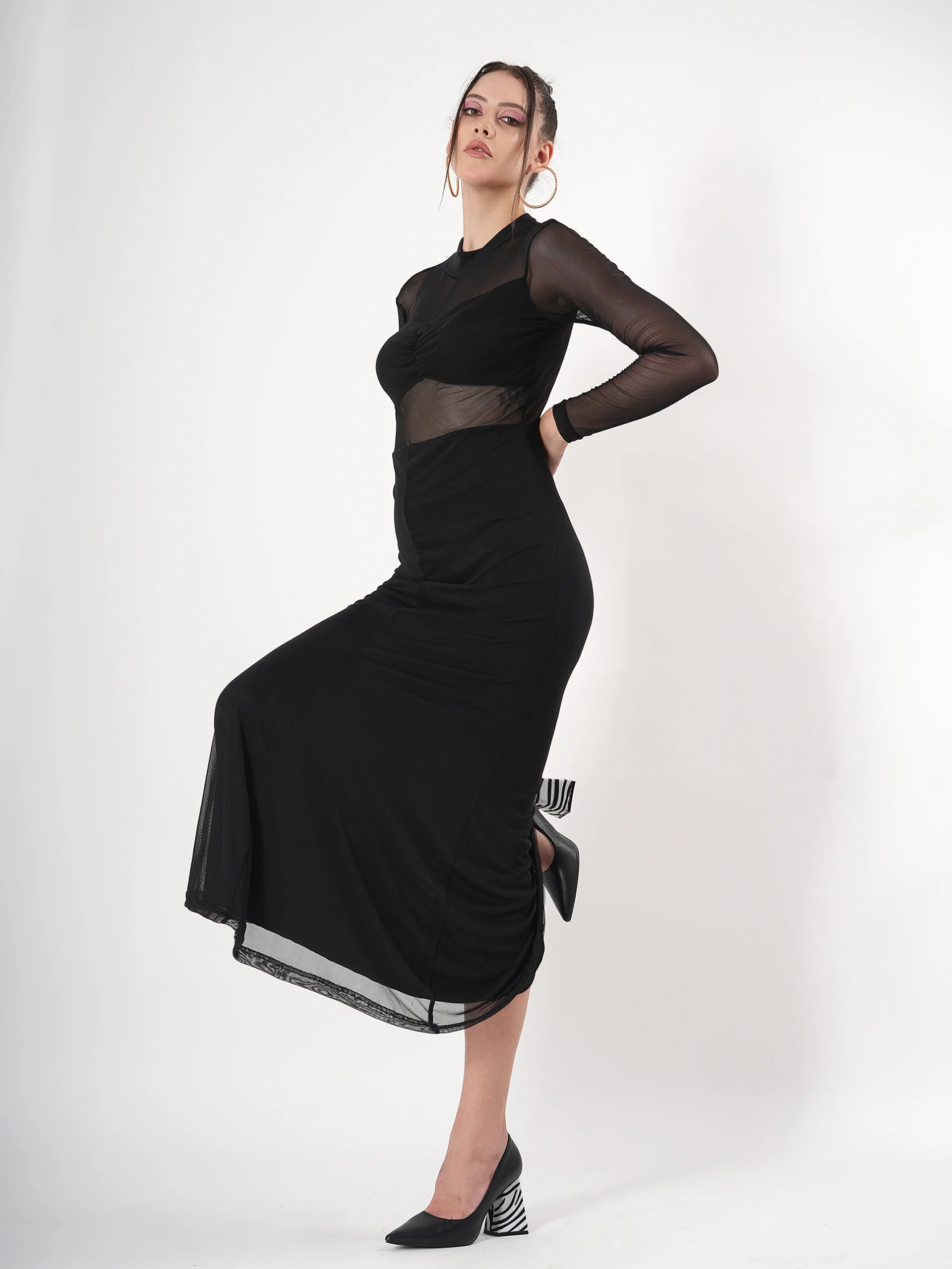 Clobug Sheer Long Dress With Full Sleeve - Image 12