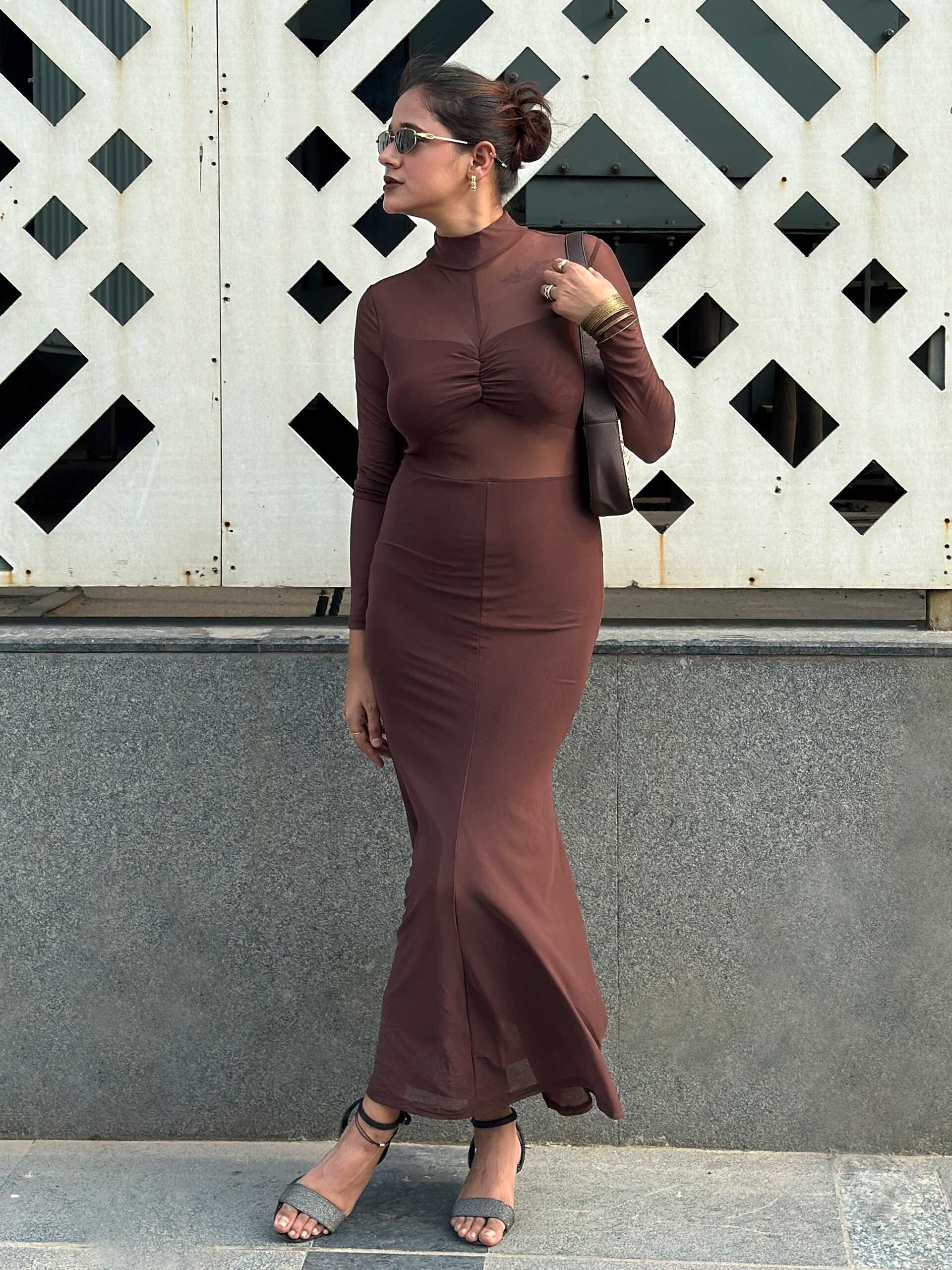 Clobug Sheer Long Dress With Full Sleeve - Image 14