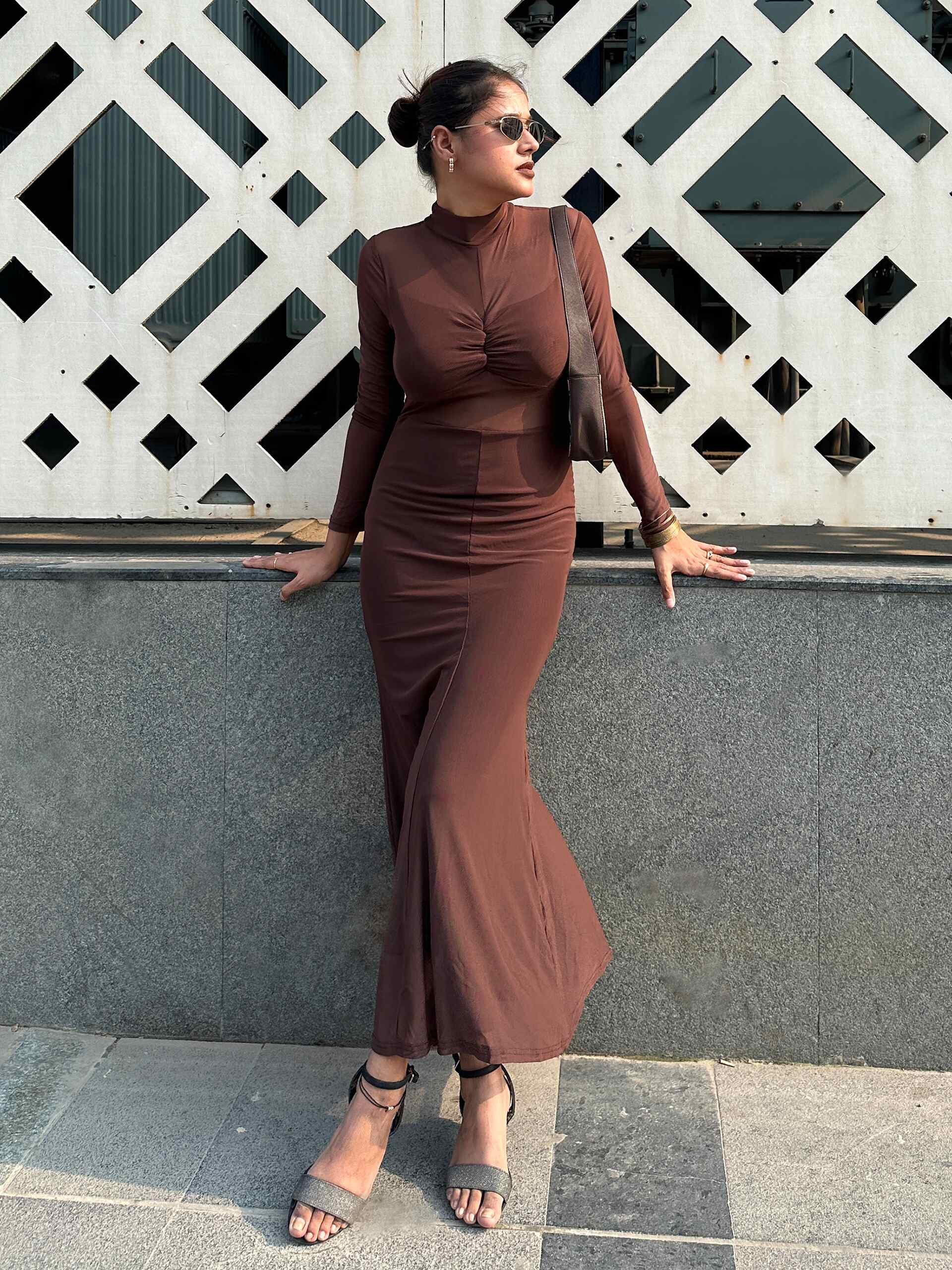 Clobug Sheer Long Dress With Full Sleeve - Image 15