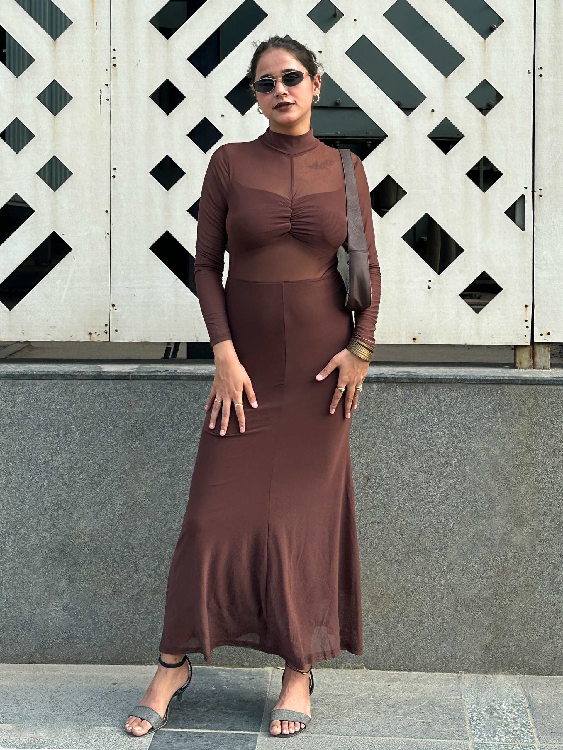 Clobug Sheer Long Dress With Full Sleeve - Image 16