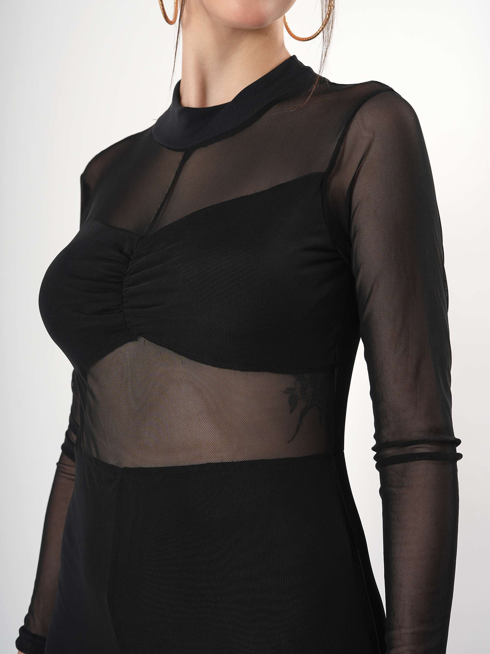 Clobug Sheer Long Dress With Full Sleeve - Image 7