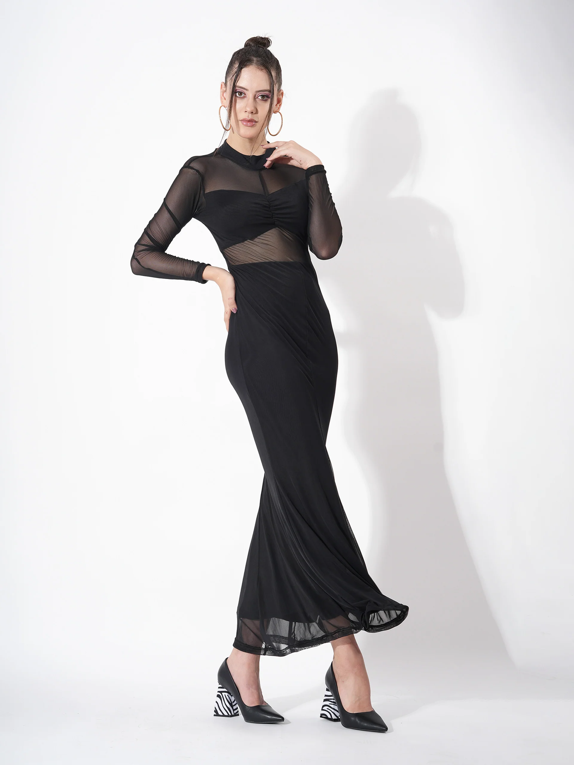 Clobug Sheer Long Dress With Full Sleeve - Image 8