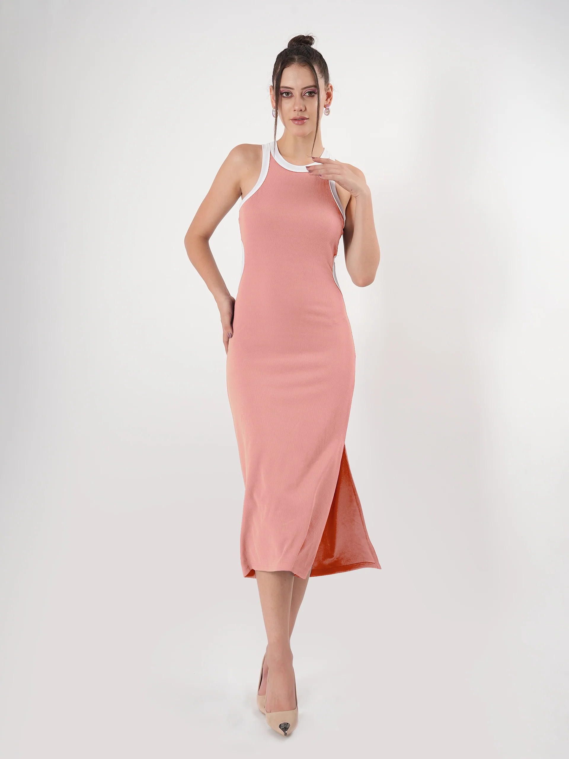 Clobug Sleeveless Midi Dress With Round Neck Back Detail - Image 29