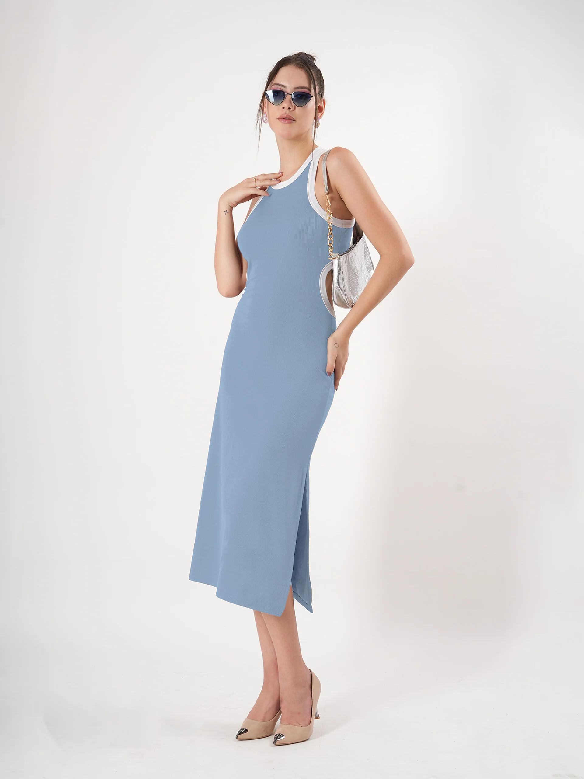 Clobug Sleeveless Midi Dress With Round Neck Back Detail - Image 34
