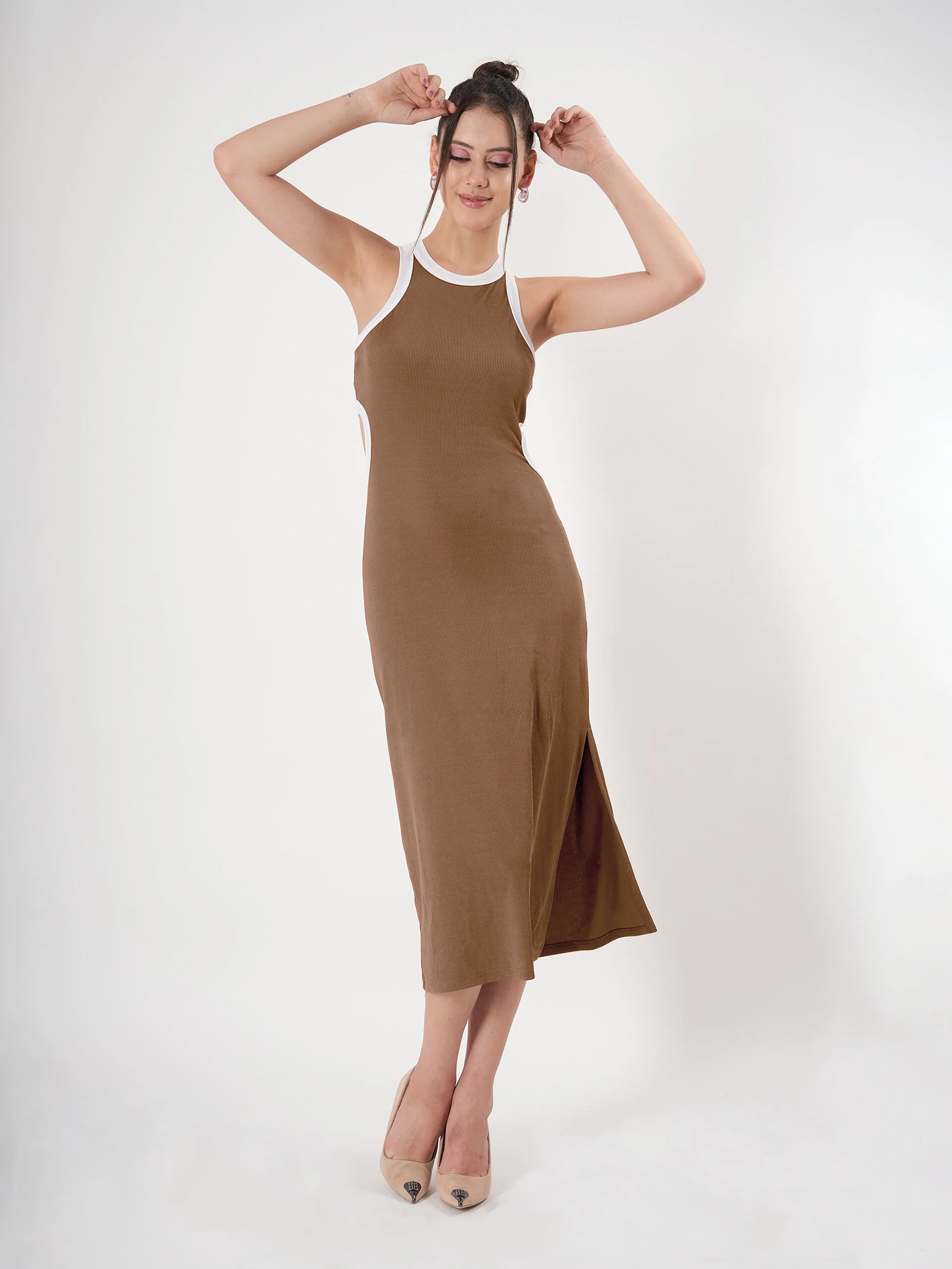 Clobug Sleeveless Midi Dress With Round Neck Back Detail - Image 54