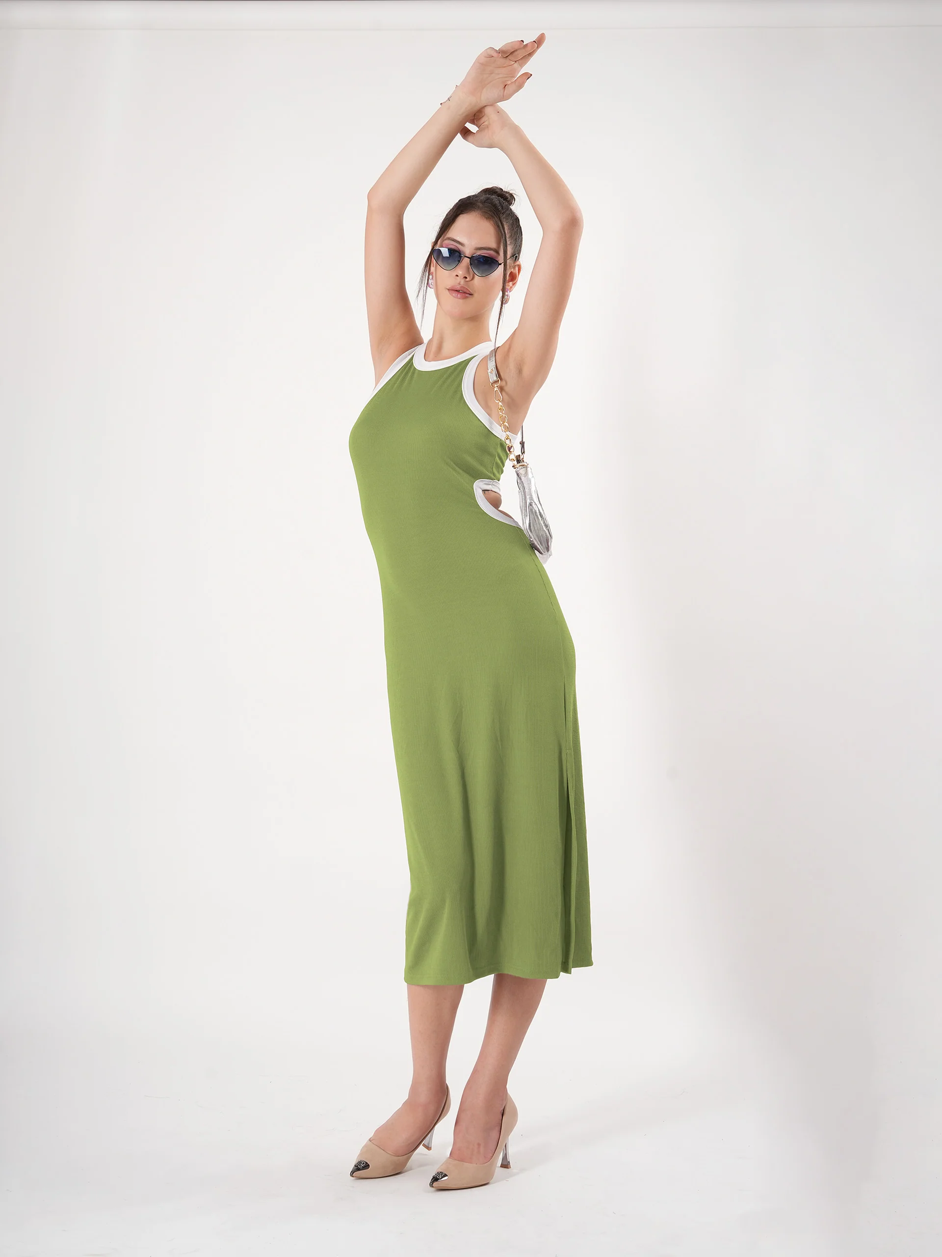 Clobug Sleeveless Midi Dress With Round Neck Back Detail - Image 68