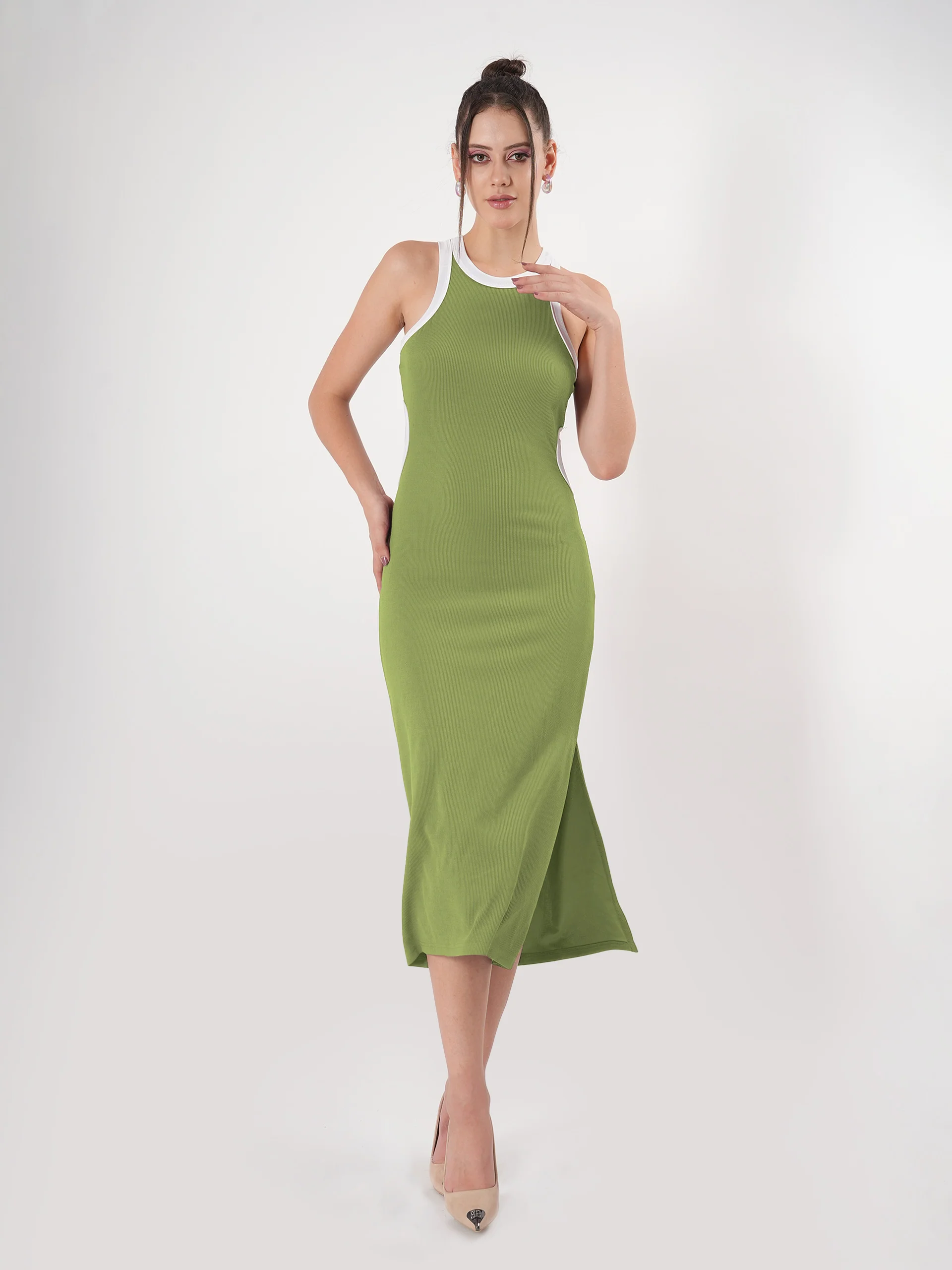 Clobug Sleeveless Midi Dress With Round Neck Back Detail - Image 69