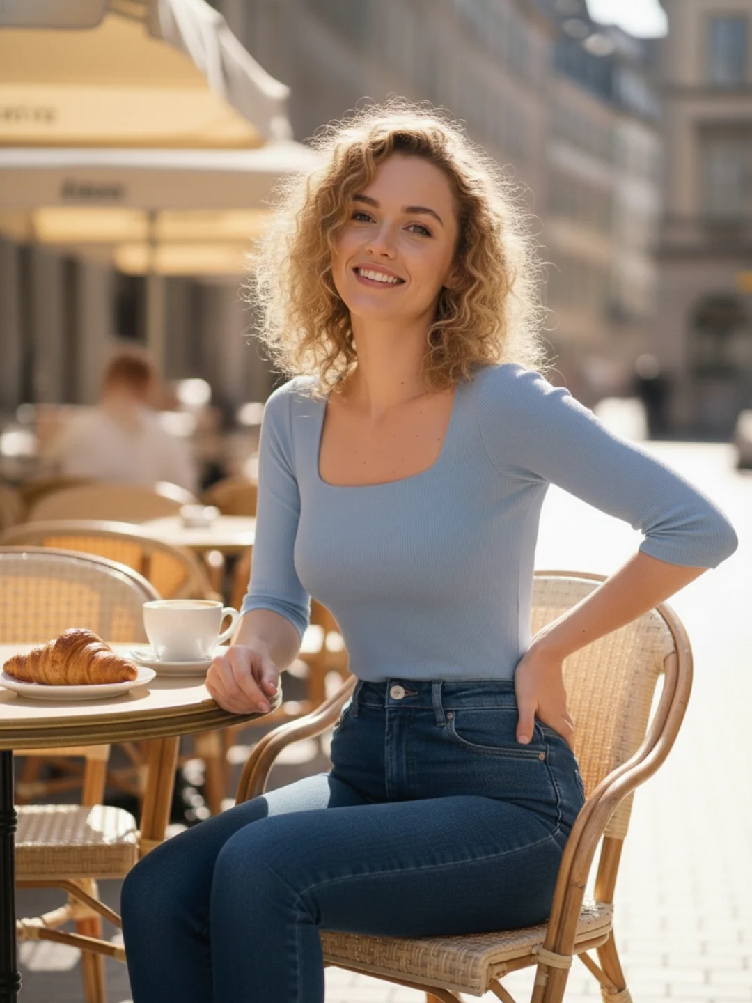 Solid 3/4 Sleeve Fitted Semi Crop Top - Image 24