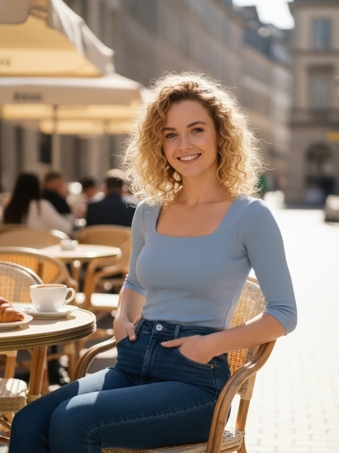 Solid 3/4 Sleeve Fitted Semi Crop Top - Image 25