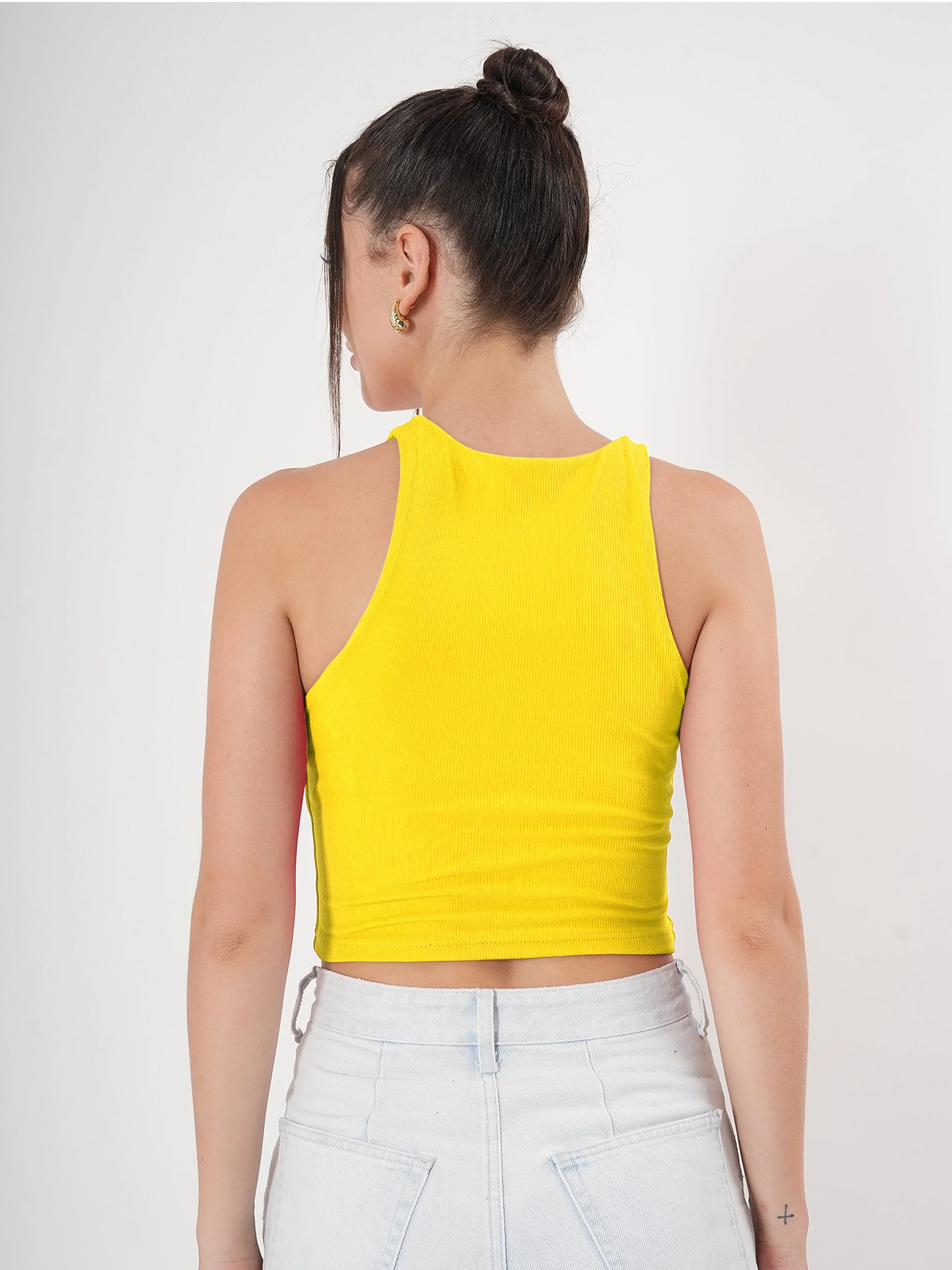 Clobug Solid Ribbed Sleeveless Crop Tank Top - Image 29
