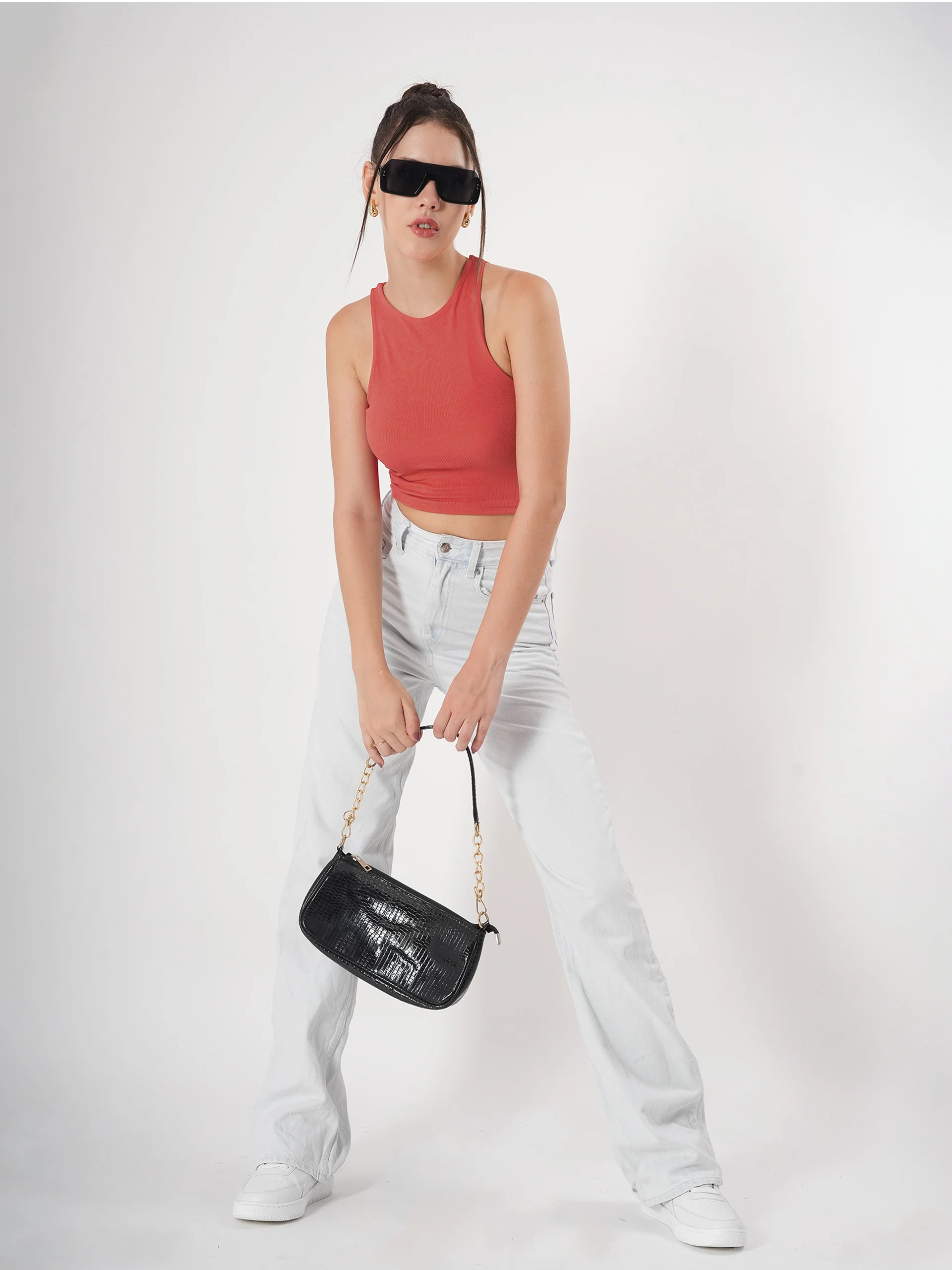 Clobug Solid Ribbed Sleeveless Crop Tank Top - Image 30