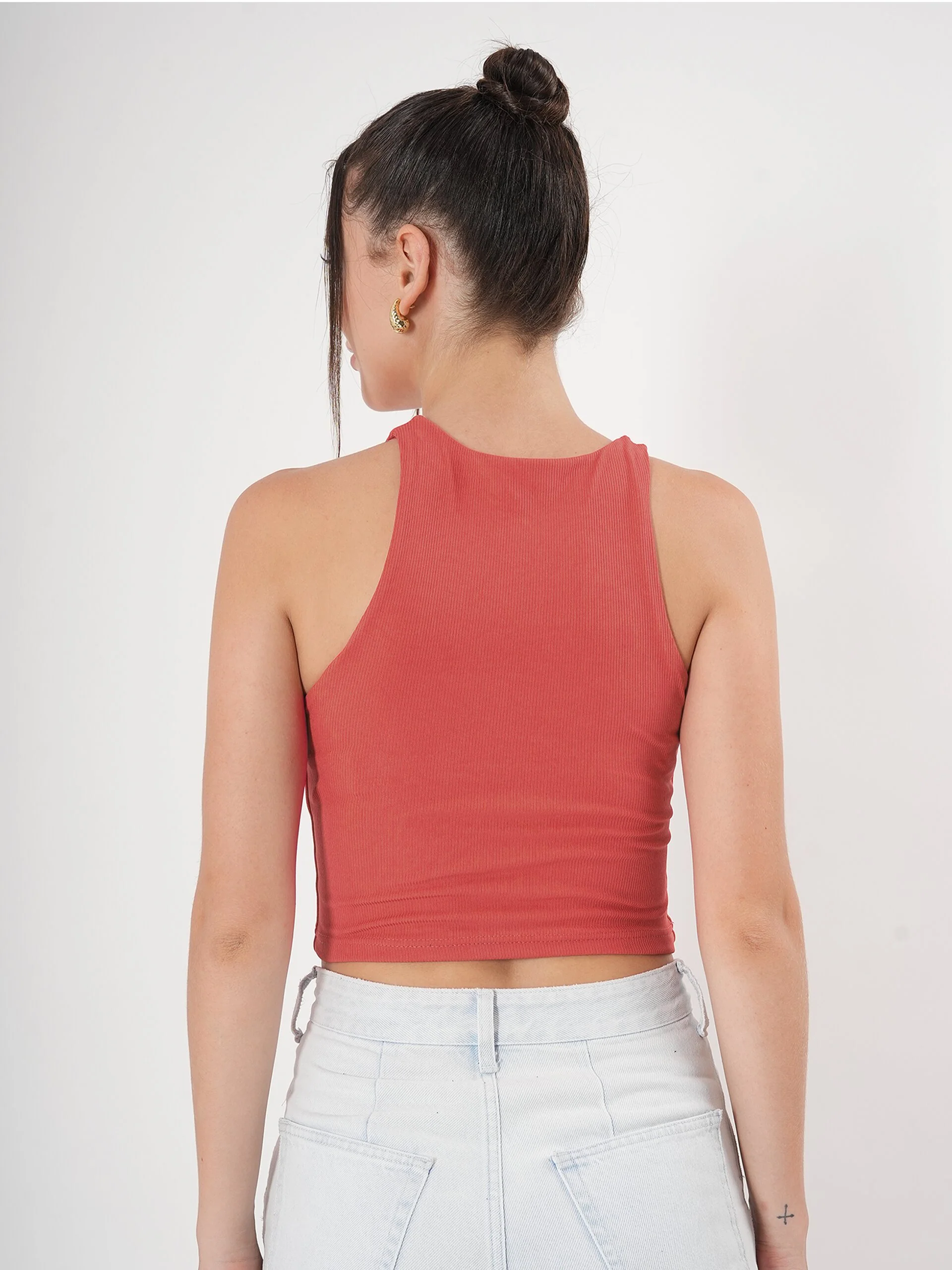 Clobug Solid Ribbed Sleeveless Crop Tank Top - Image 32