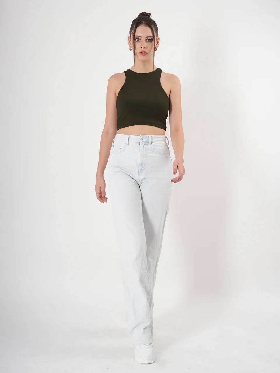 Clobug Solid Ribbed Sleeveless Crop Tank Top - Image 39