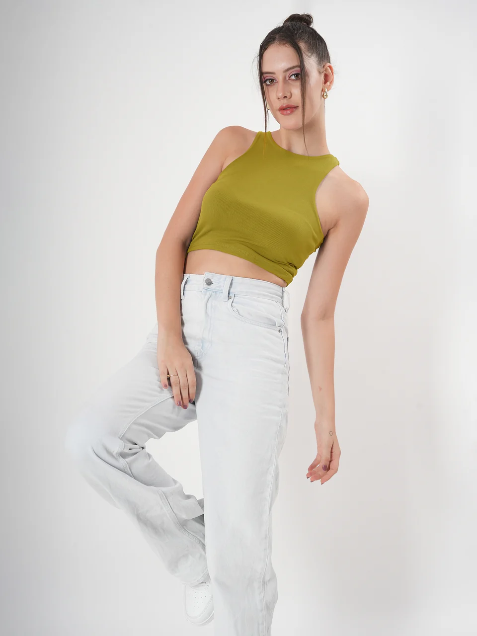 Clobug Solid Ribbed Sleeveless Crop Tank Top - Image 52