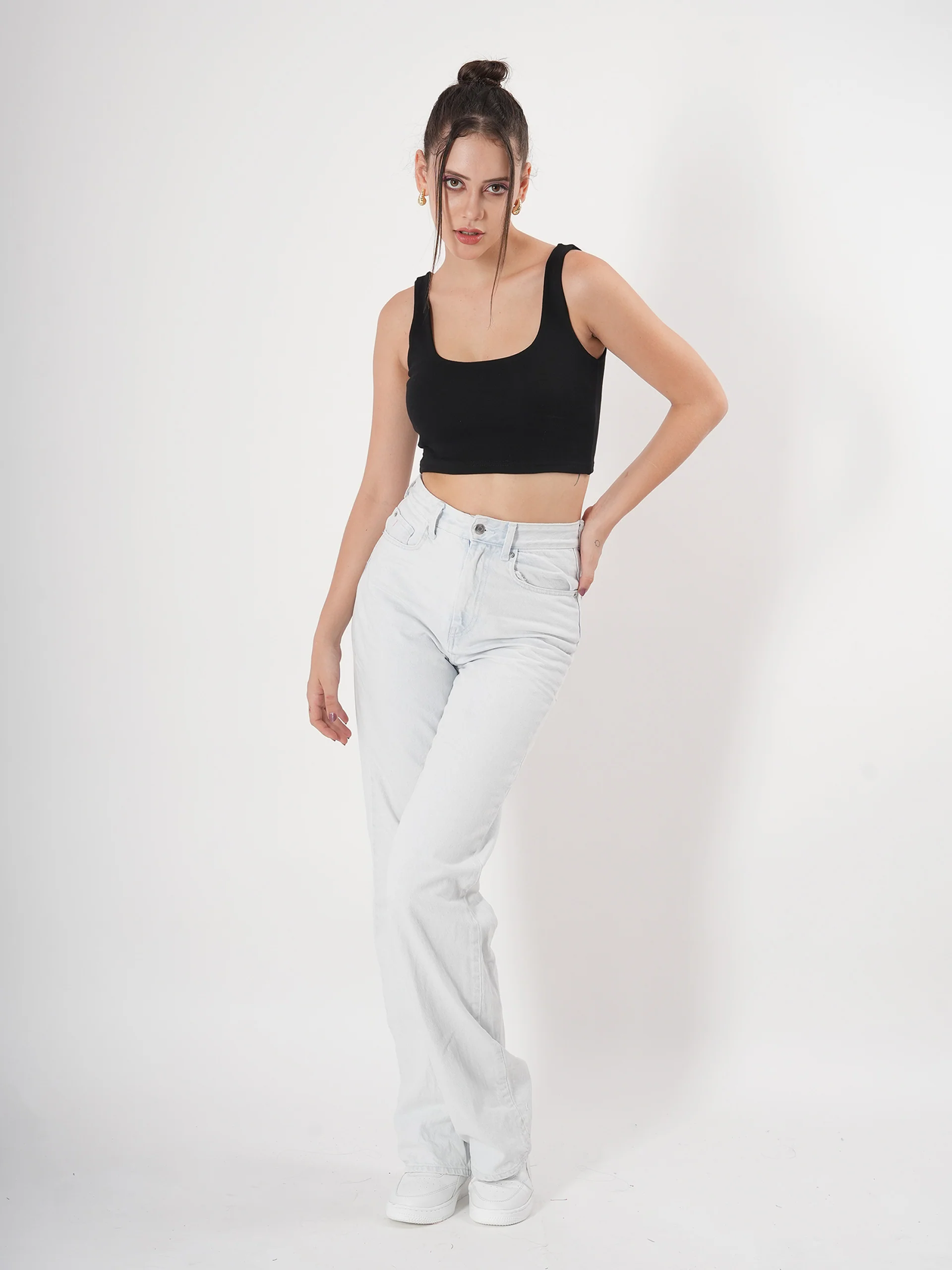 Solid Ribbed Sleeveless Square Neck Crop Top - Image 18