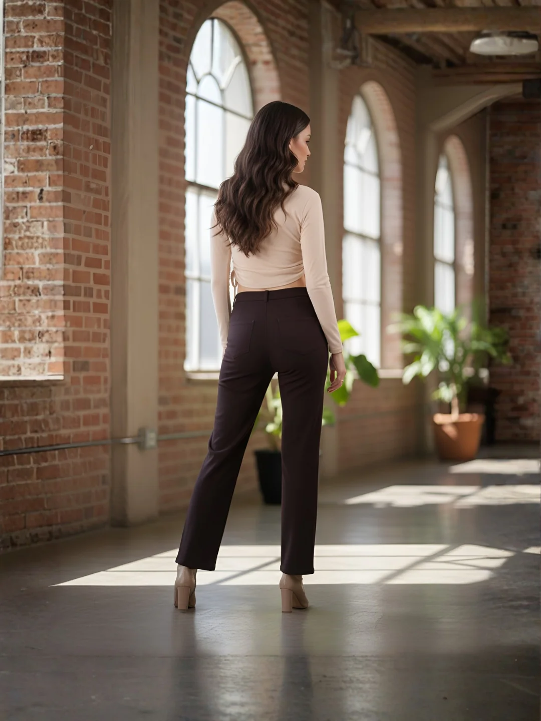 Clobug Solid Square Neck Full Sleeve Fitted Crop Top With Adjustable Strings - Image 59